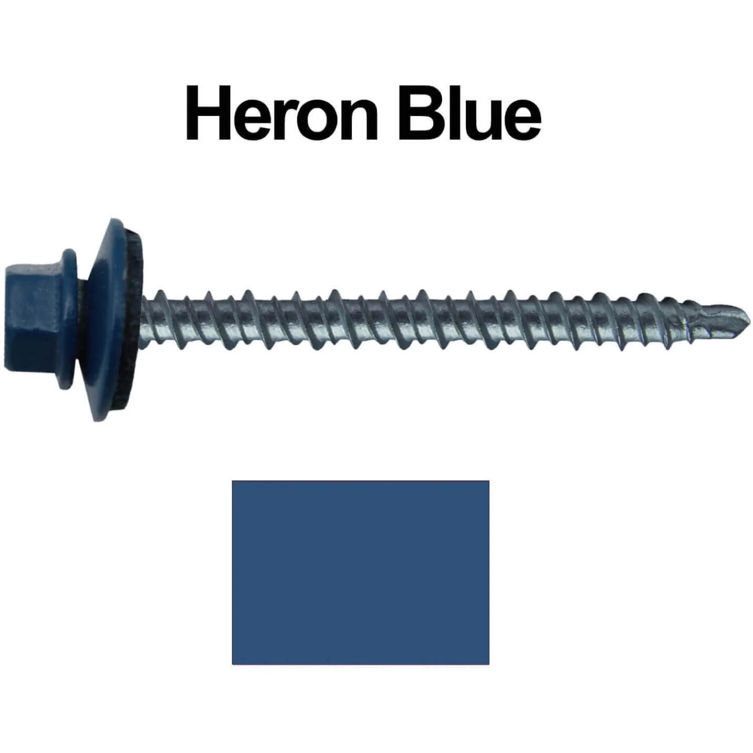 #10 x 2-1/2" Mini Driller Sheet Metal Roofing Screw - Hex Washer Head -  Self starting metal to wood siding screws. EPDM washer. Colored head. - Image 28