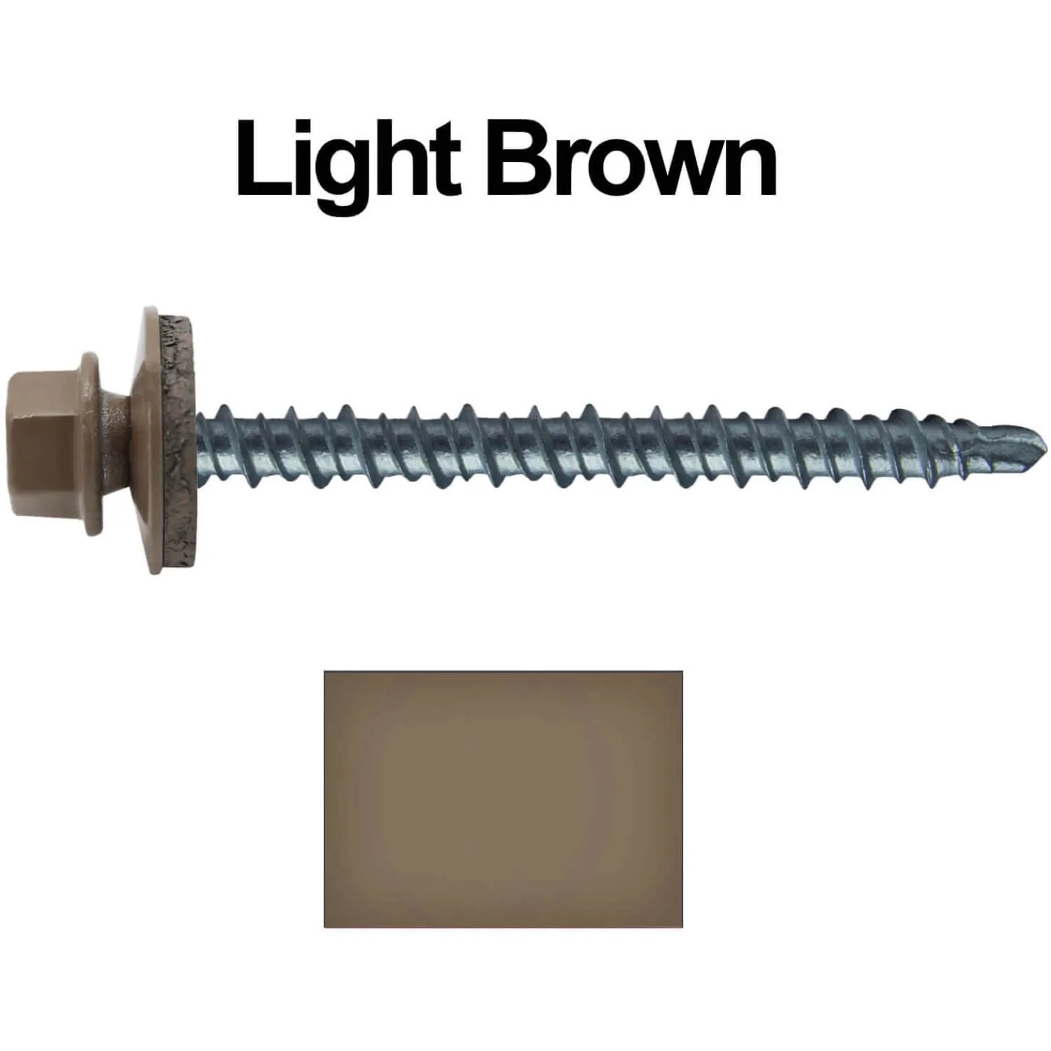 #10 x 2-1/2" Mini Driller Sheet Metal Roofing Screw - Hex Washer Head -  Self starting metal to wood siding screws. EPDM washer. Colored head. - Image 33