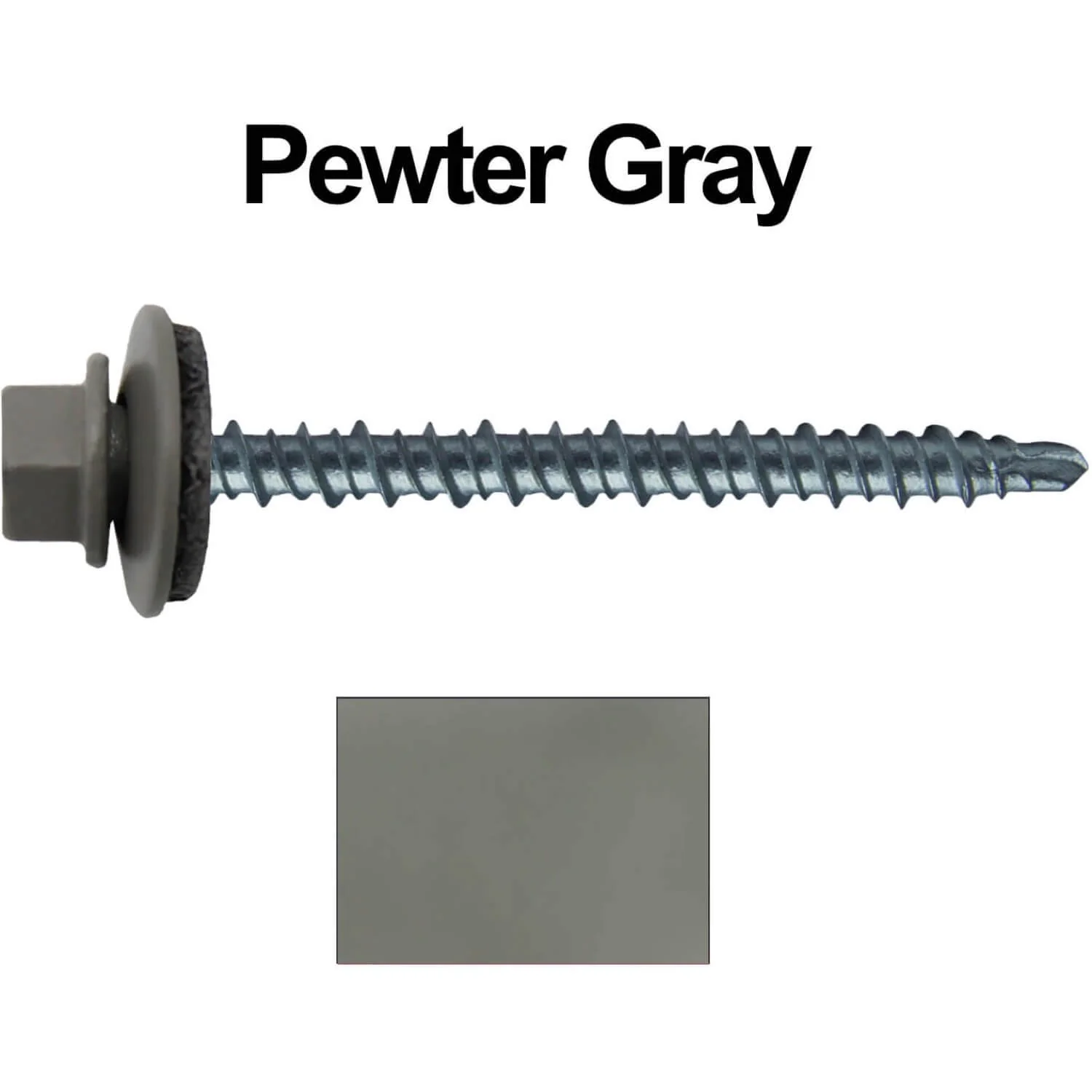 #10 x 2-1/2" Mini Driller Sheet Metal Roofing Screw - Hex Washer Head -  Self starting metal to wood siding screws. EPDM washer. Colored head. - Image 39