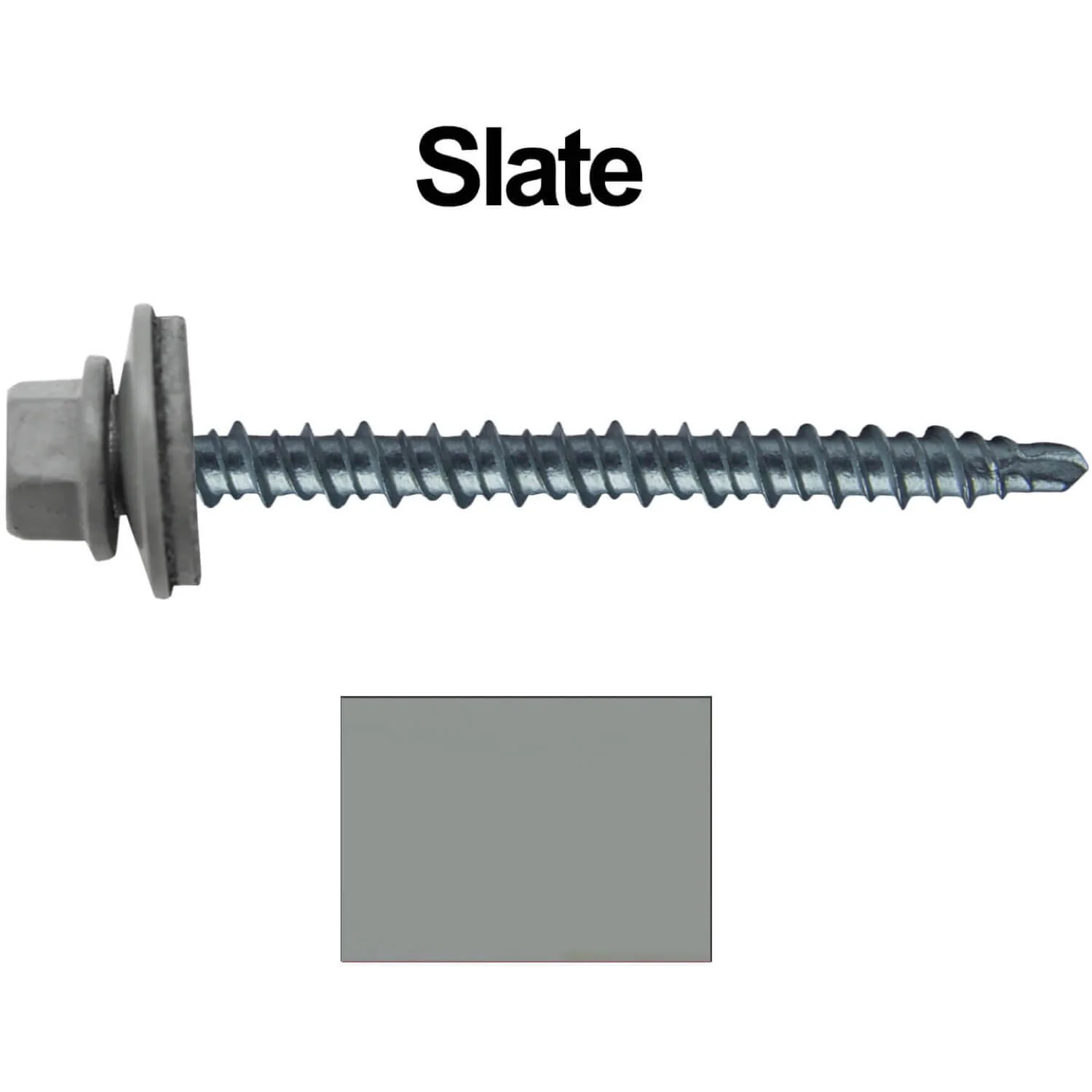 #10 x 2-1/2" Mini Driller Sheet Metal Roofing Screw - Hex Washer Head -  Self starting metal to wood siding screws. EPDM washer. Colored head. - Image 40