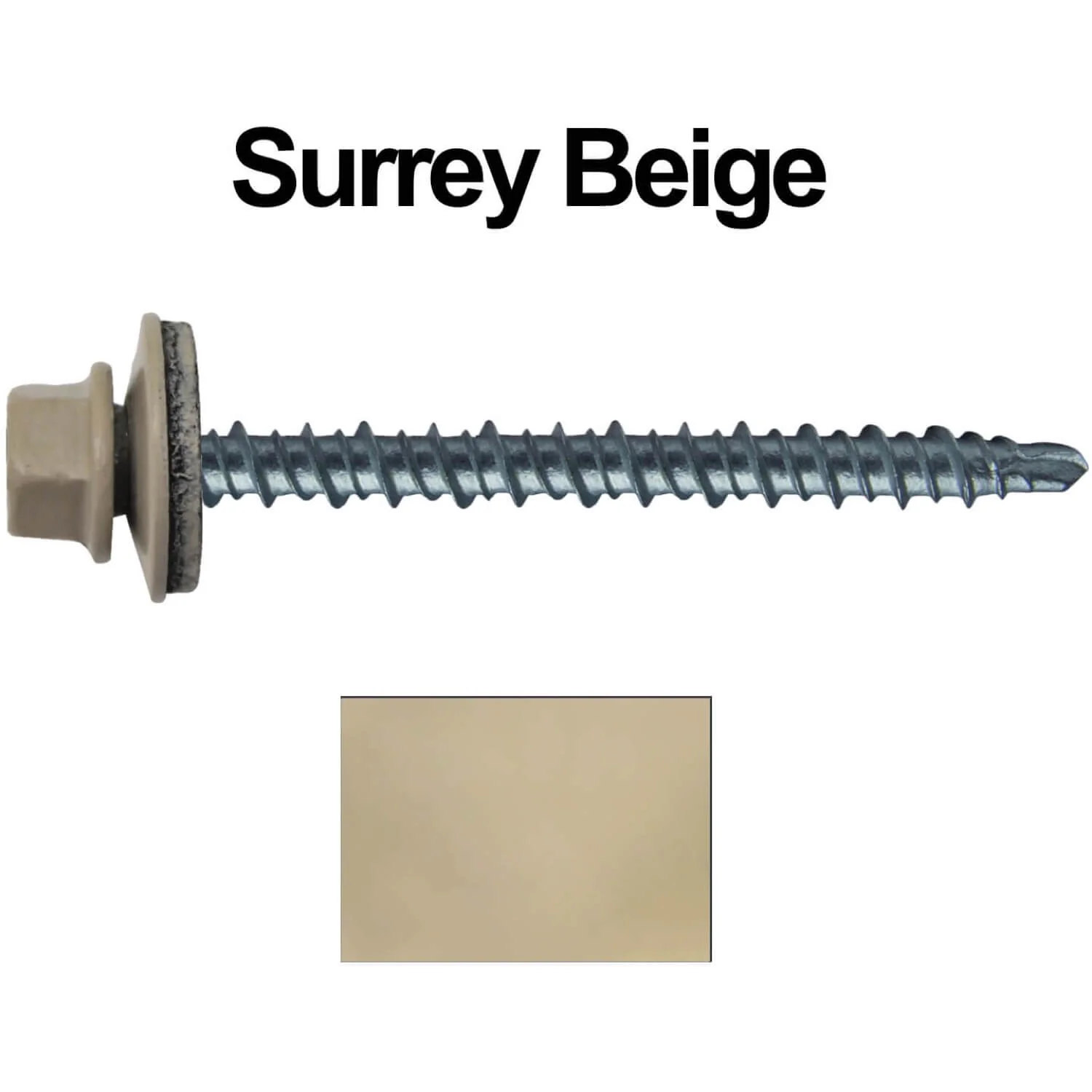 #10 x 2-1/2" Mini Driller Sheet Metal Roofing Screw - Hex Washer Head -  Self starting metal to wood siding screws. EPDM washer. Colored head. - Image 42