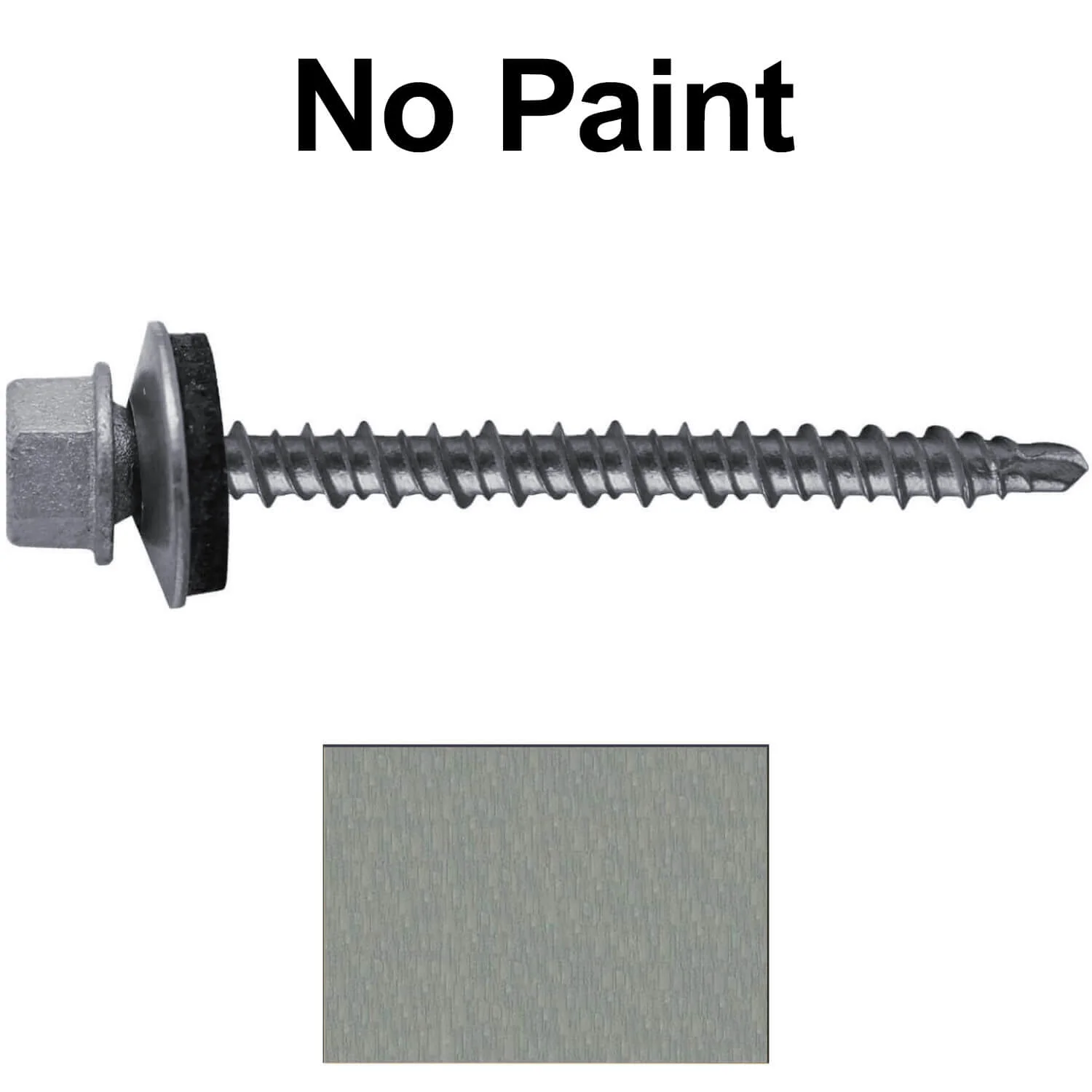 #10 x 2-1/2" Mini Driller Sheet Metal Roofing Screw - Hex Washer Head -  Self starting metal to wood siding screws. EPDM washer. Colored head. - Image 7