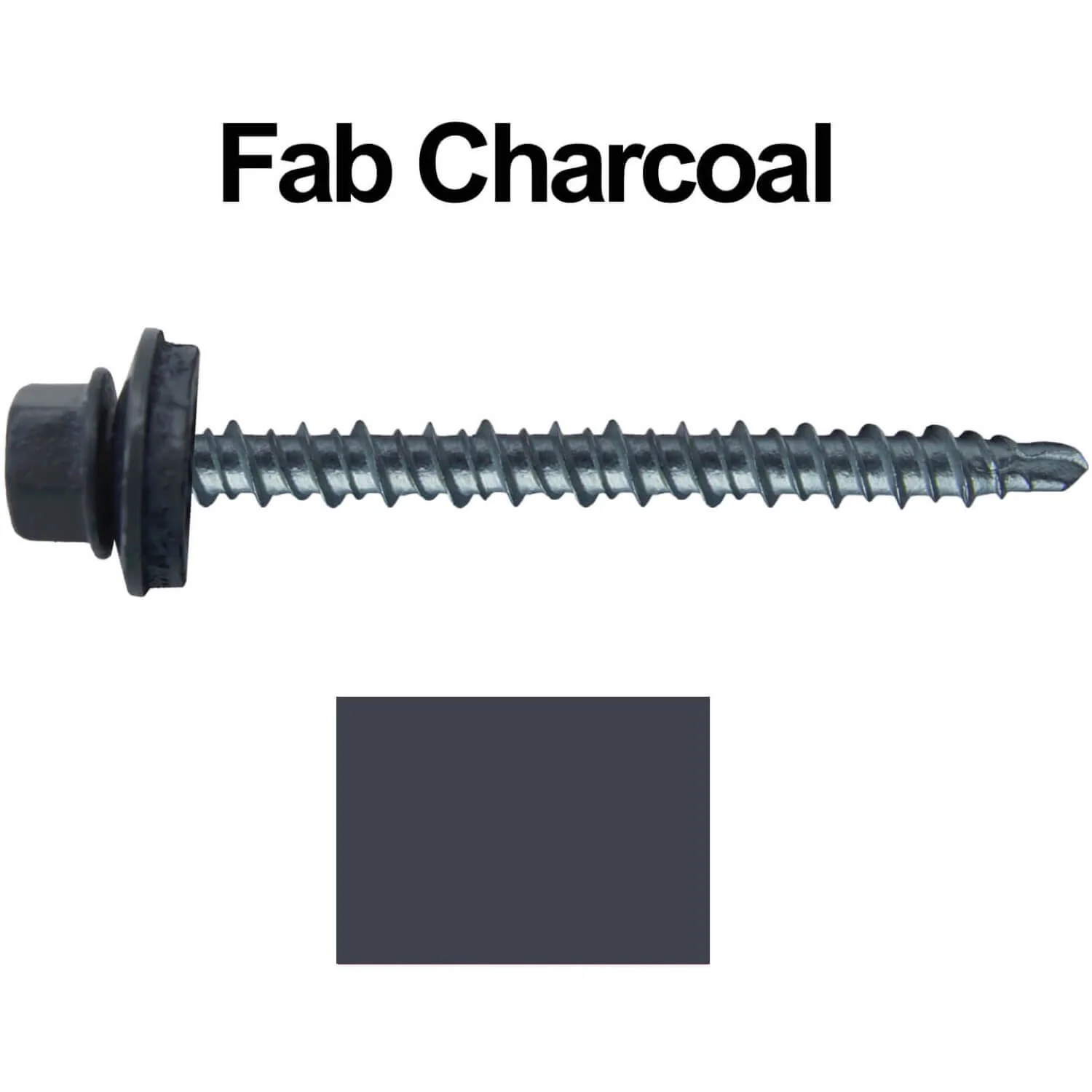 #10 x 2-1/2" Mini Driller Sheet Metal Roofing Screw - Hex Washer Head -  Self starting metal to wood siding screws. EPDM washer. Colored head. - Image 85