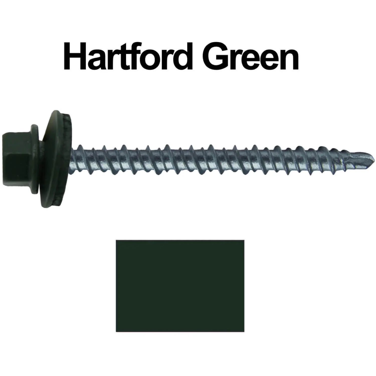 #10 x 2-1/2" Mini Driller Sheet Metal Roofing Screw - Hex Washer Head -  Self starting metal to wood siding screws. EPDM washer. Colored head. - Image 89