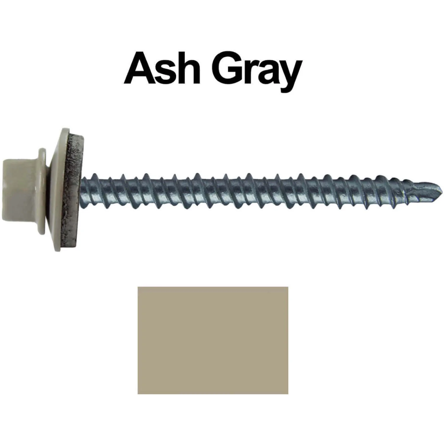#10 x 2-1/2" Mini Driller Sheet Metal Roofing Screw - Hex Washer Head -  Self starting metal to wood siding screws. EPDM washer. Colored head. - Image 9