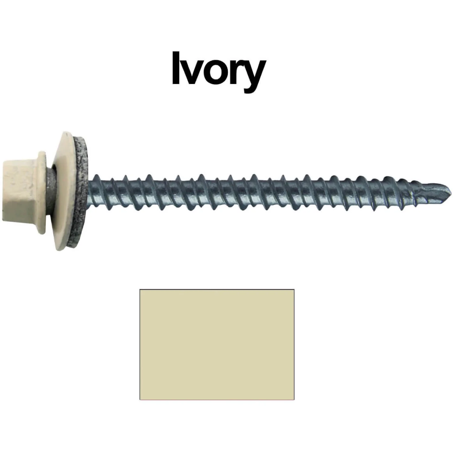 #10 x 2-1/2" Mini Driller Sheet Metal Roofing Screw - Hex Washer Head -  Self starting metal to wood siding screws. EPDM washer. Colored head. - Image 95