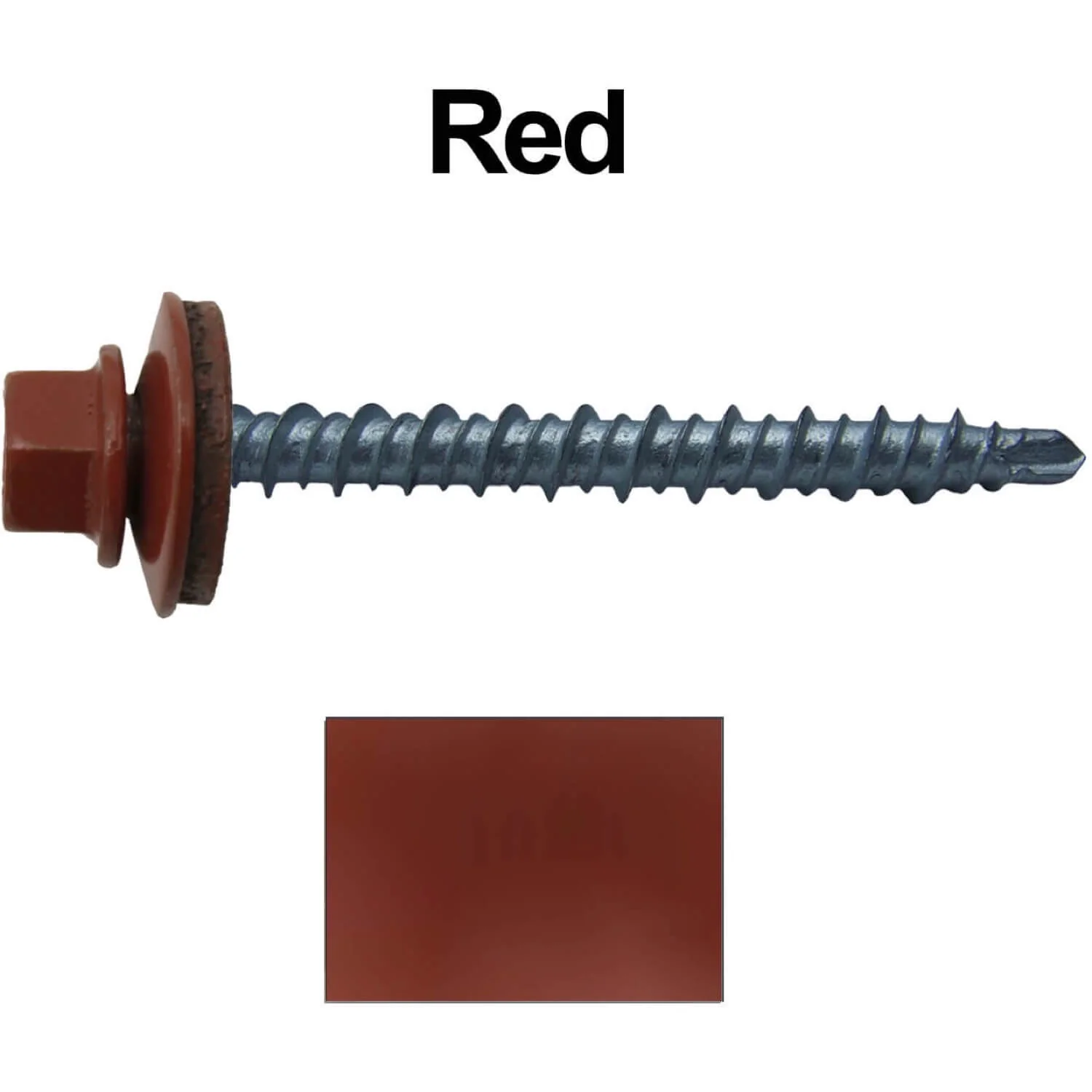 #10 x 2" Mini Driller Sheet Metal Roofing Screw - Hex Washer Head -  Self starting metal to wood siding screws. EPDM washer. Colored head. - Image 115