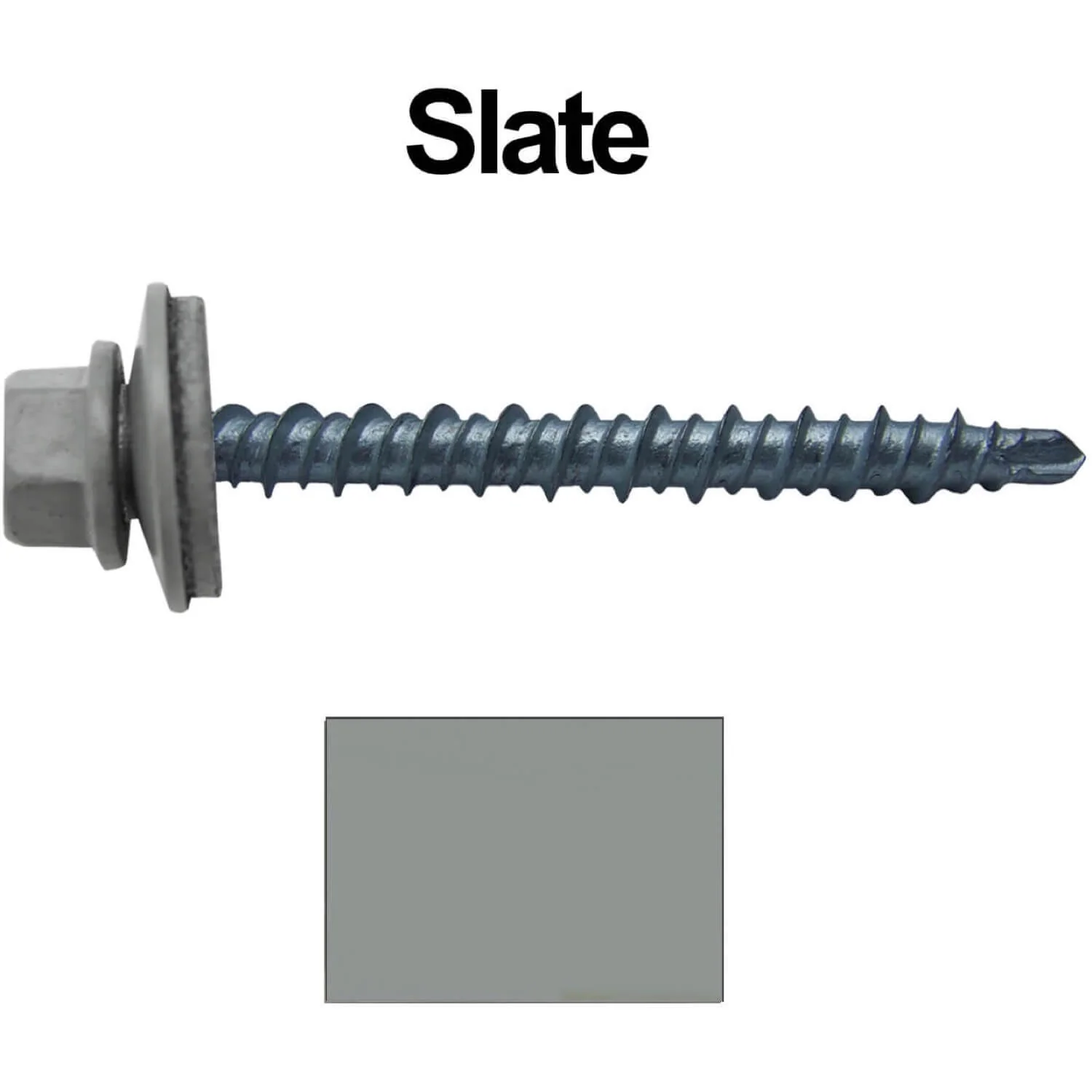 #10 x 2" Mini Driller Sheet Metal Roofing Screw - Hex Washer Head -  Self starting metal to wood siding screws. EPDM washer. Colored head. - Image 116