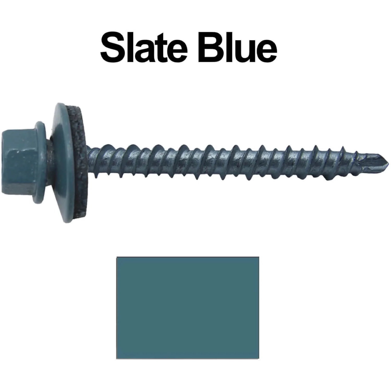 #10 x 2" Mini Driller Sheet Metal Roofing Screw - Hex Washer Head -  Self starting metal to wood siding screws. EPDM washer. Colored head. - Image 118