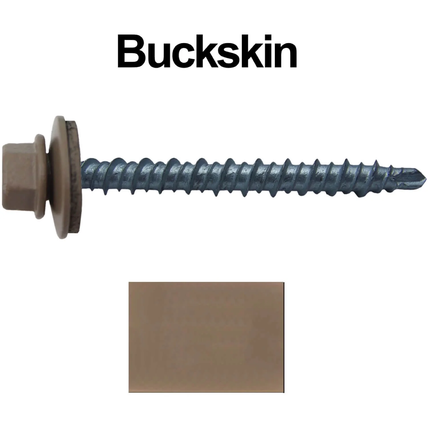 #10 x 2" Mini Driller Sheet Metal Roofing Screw - Hex Washer Head -  Self starting metal to wood siding screws. EPDM washer. Colored head. - Image 12