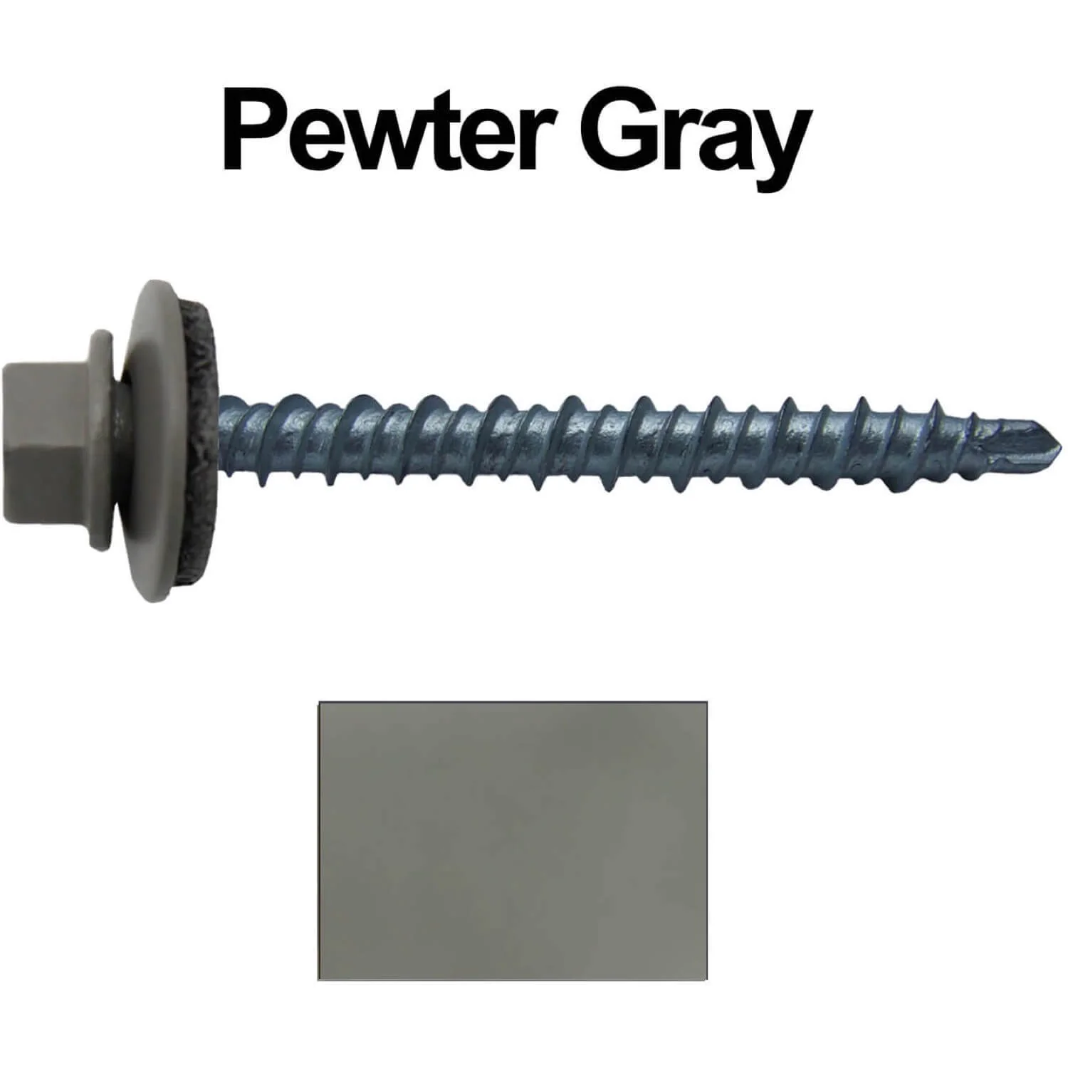 #10 x 2" Mini Driller Sheet Metal Roofing Screw - Hex Washer Head -  Self starting metal to wood siding screws. EPDM washer. Colored head. - Image 124