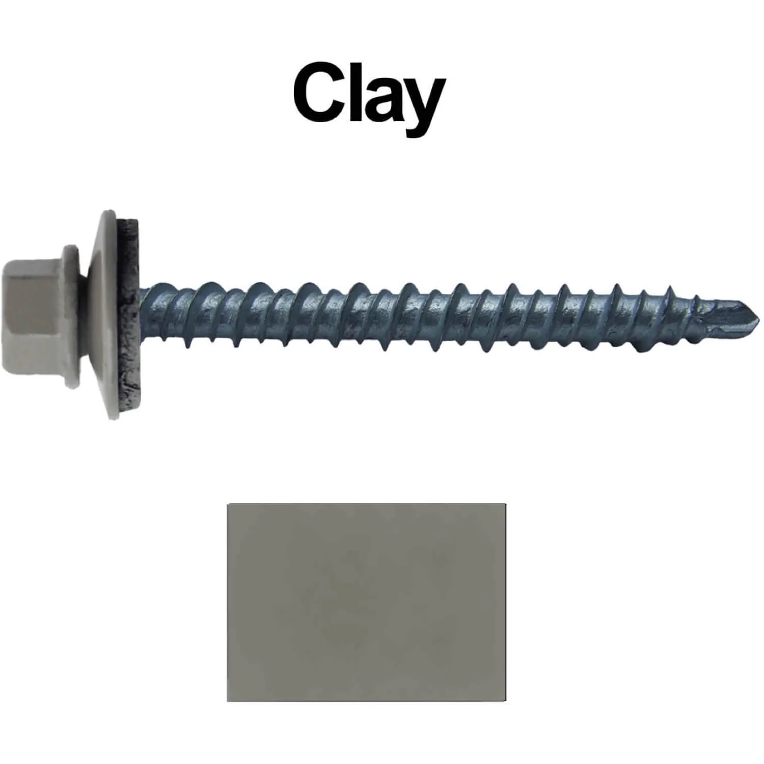 #10 x 2" Mini Driller Sheet Metal Roofing Screw - Hex Washer Head -  Self starting metal to wood siding screws. EPDM washer. Colored head. - Image 28