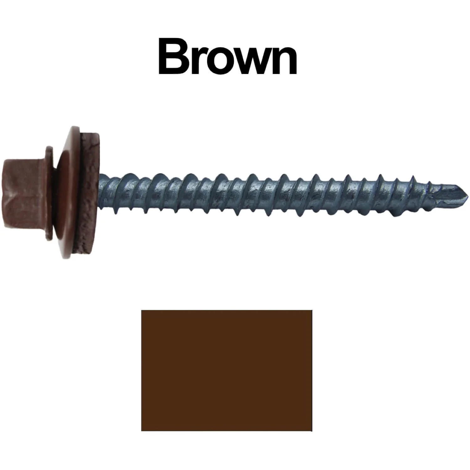 #10 x 2" Mini Driller Sheet Metal Roofing Screw - Hex Washer Head -  Self starting metal to wood siding screws. EPDM washer. Colored head. - Image 59