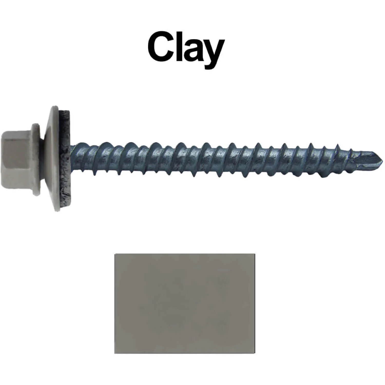 #10 x 2" Mini Driller Sheet Metal Roofing Screw - Hex Washer Head -  Self starting metal to wood siding screws. EPDM washer. Colored head. - Image 68