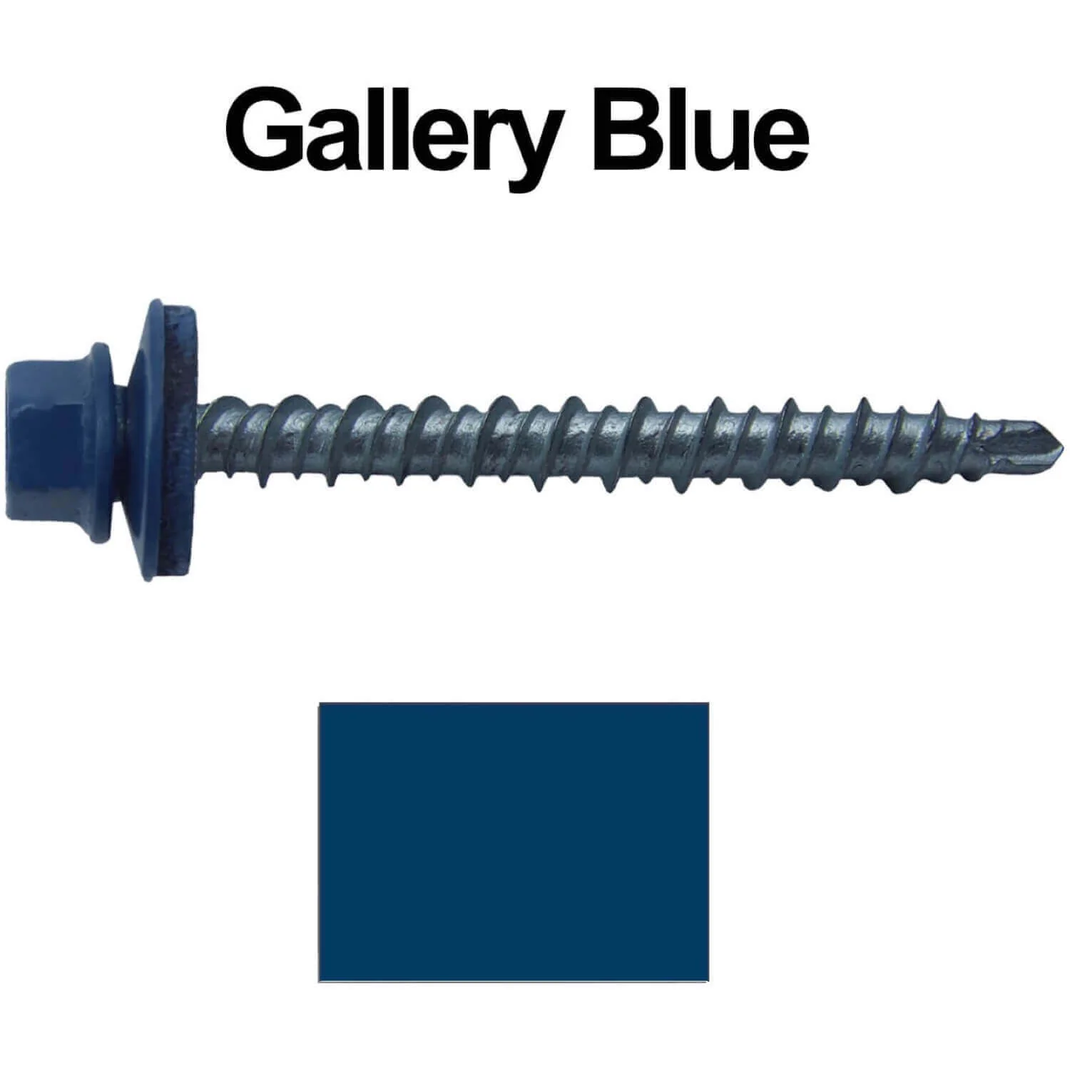 #10 x 2" Mini Driller Sheet Metal Roofing Screw - Hex Washer Head -  Self starting metal to wood siding screws. EPDM washer. Colored head. - Image 87
