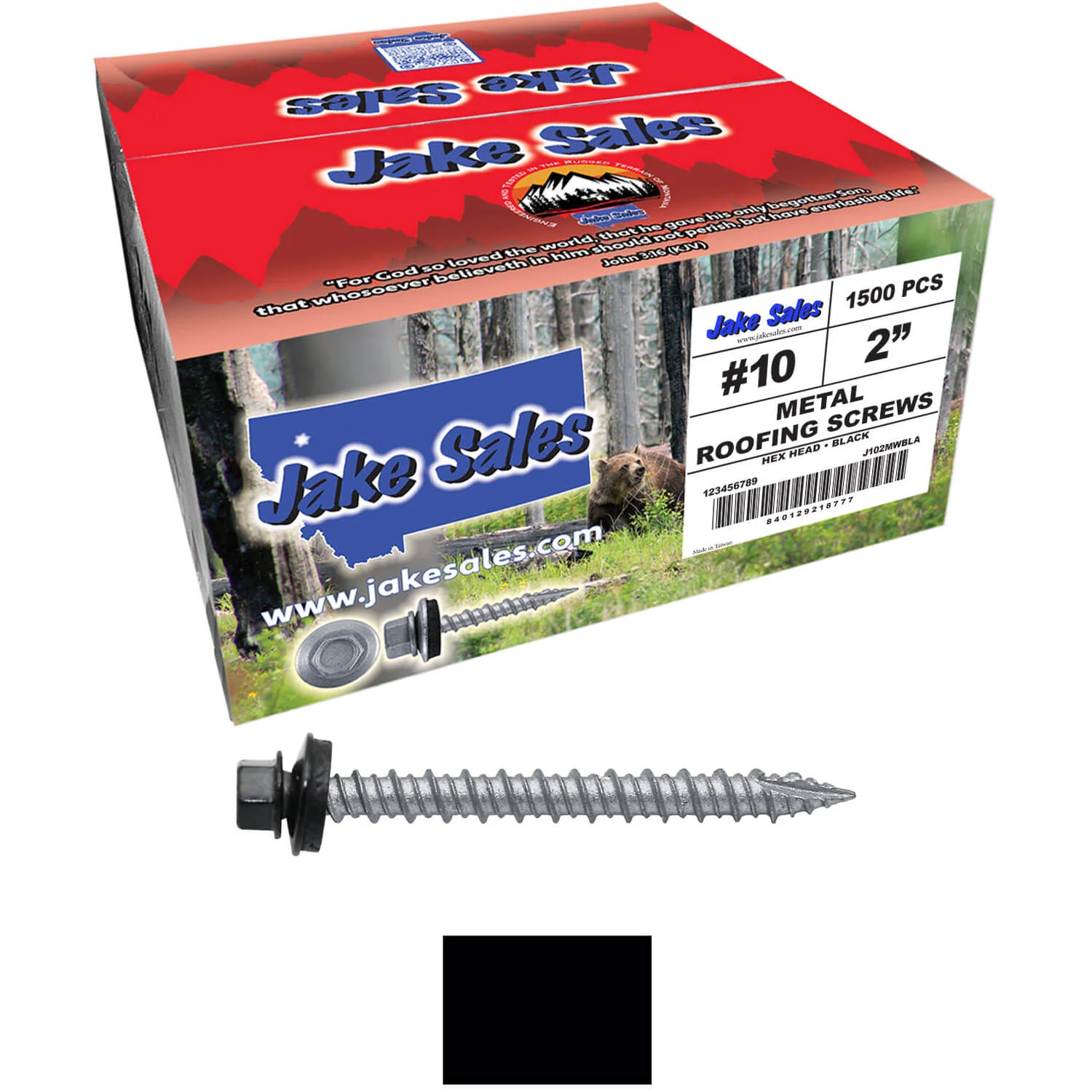 #10 x 2" Metal ROOFING SCREWS - Hex Washer Head - Self starting/self tapping - EPDM washer. Colored head. - Image 82