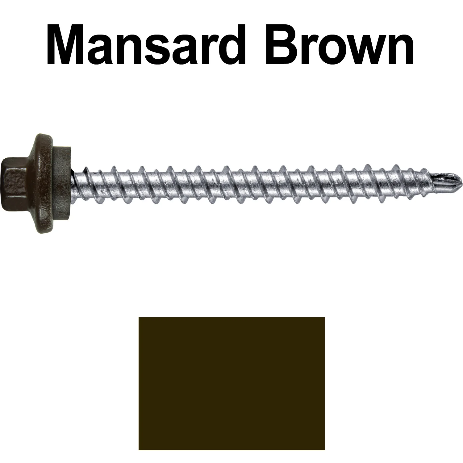 #10 x 2" Stainless Steel Mini Driller Sheet Metal Roofing Screw - Hex Washer Cap - Self starting metal to wood siding screws - EPDM washer. Colored head. - Image 107