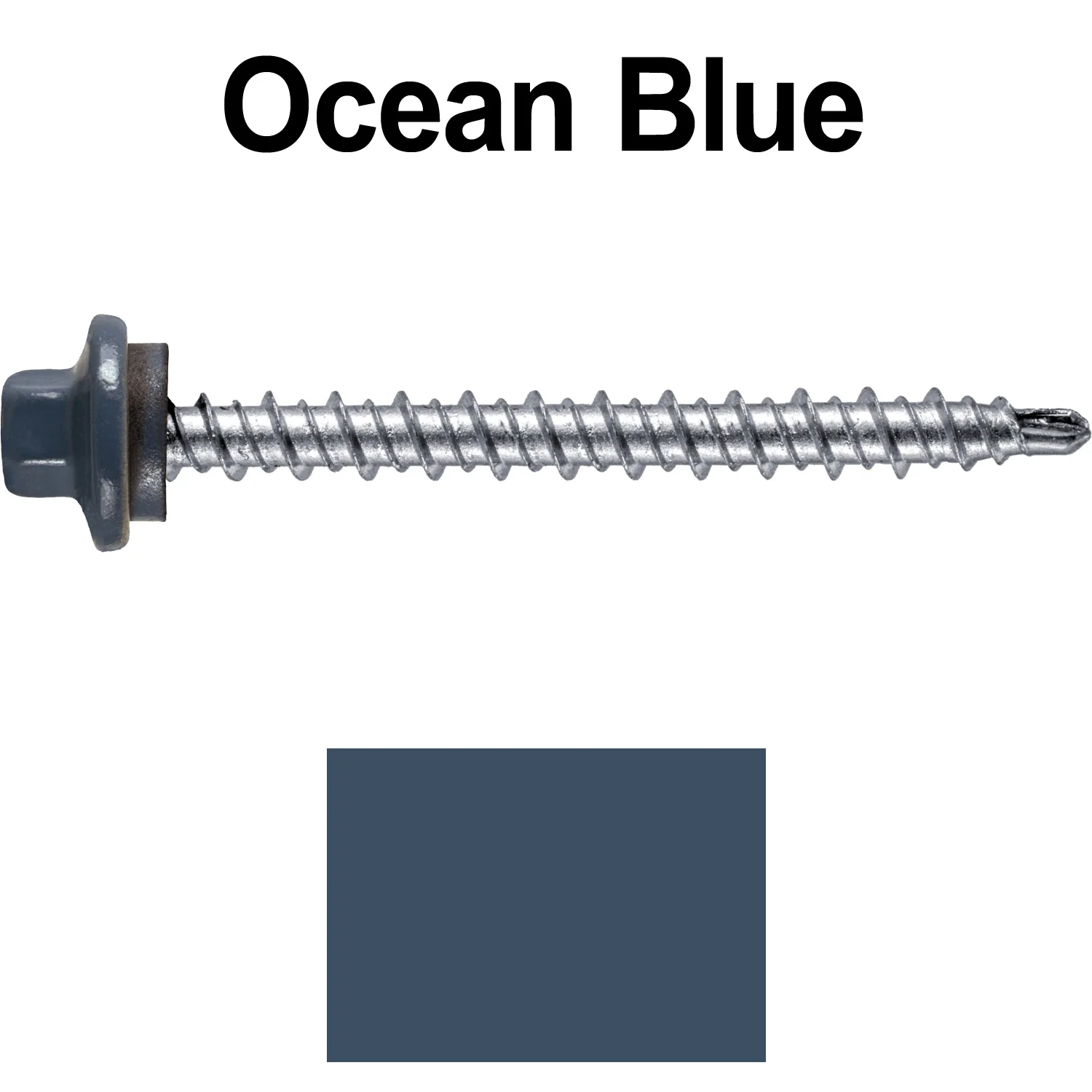 #10 x 2" Stainless Steel Mini Driller Sheet Metal Roofing Screw - Hex Washer Cap - Self starting metal to wood siding screws - EPDM washer. Colored head. - Image 108