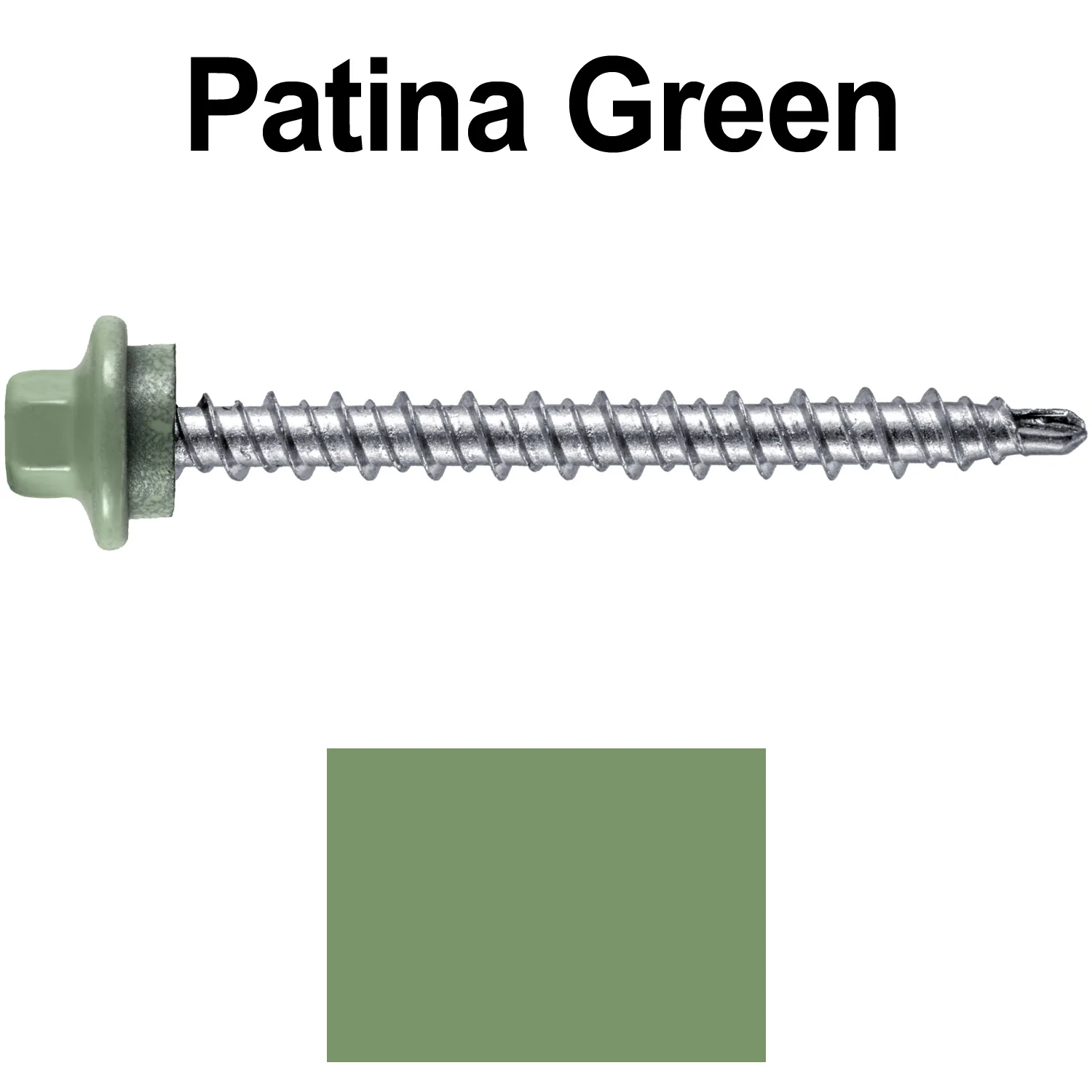 #10 x 2" Stainless Steel Mini Driller Sheet Metal Roofing Screw - Hex Washer Cap - Self starting metal to wood siding screws - EPDM washer. Colored head. - Image 112