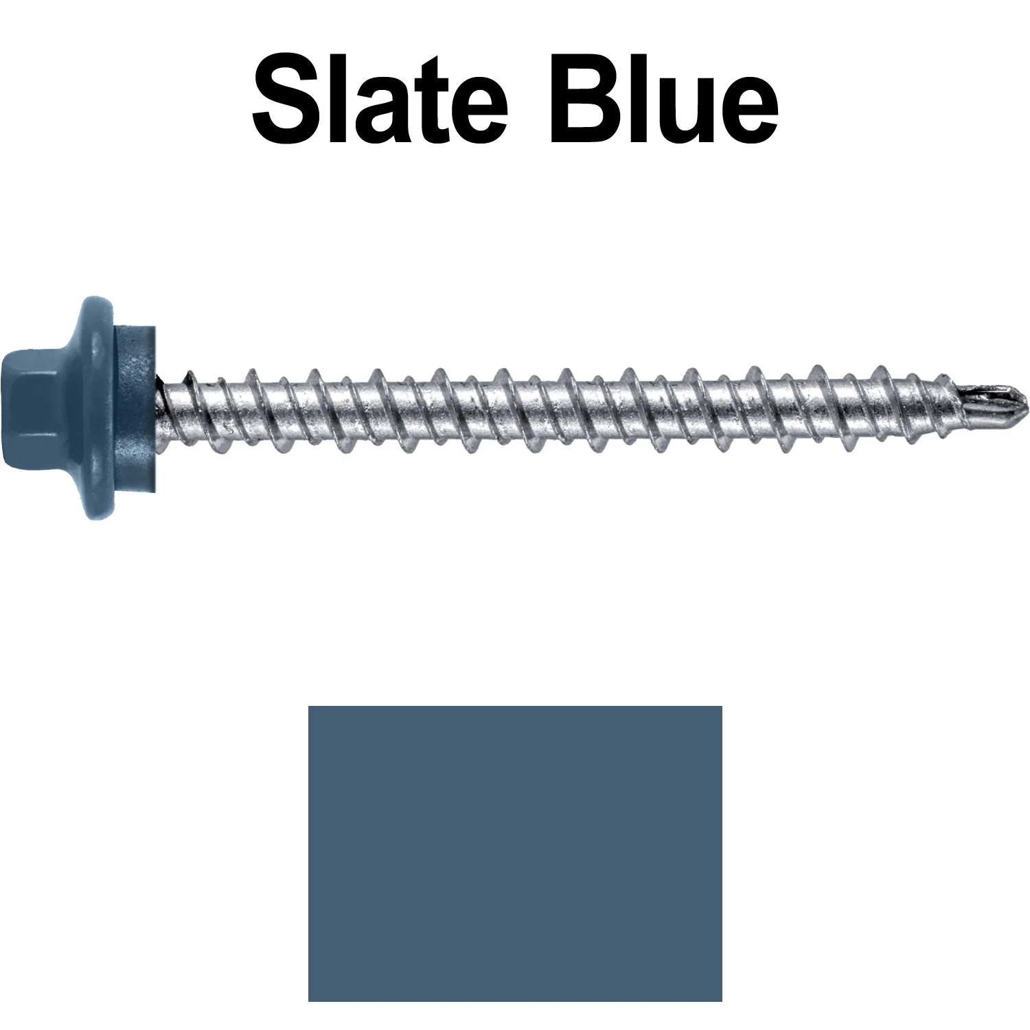 #10 x 2" Stainless Steel Mini Driller Sheet Metal Roofing Screw - Hex Washer Cap - Self starting metal to wood siding screws - EPDM washer. Colored head. - Image 120