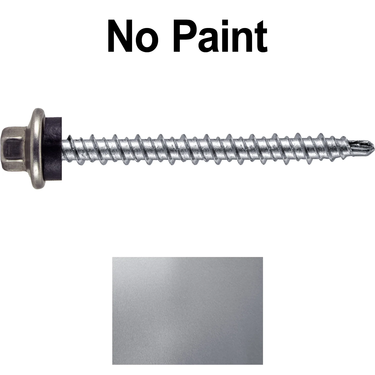 #10 x 2" Stainless Steel Mini Driller Sheet Metal Roofing Screw - Hex Washer Cap - Self starting metal to wood siding screws - EPDM washer. Colored head. - Image 46