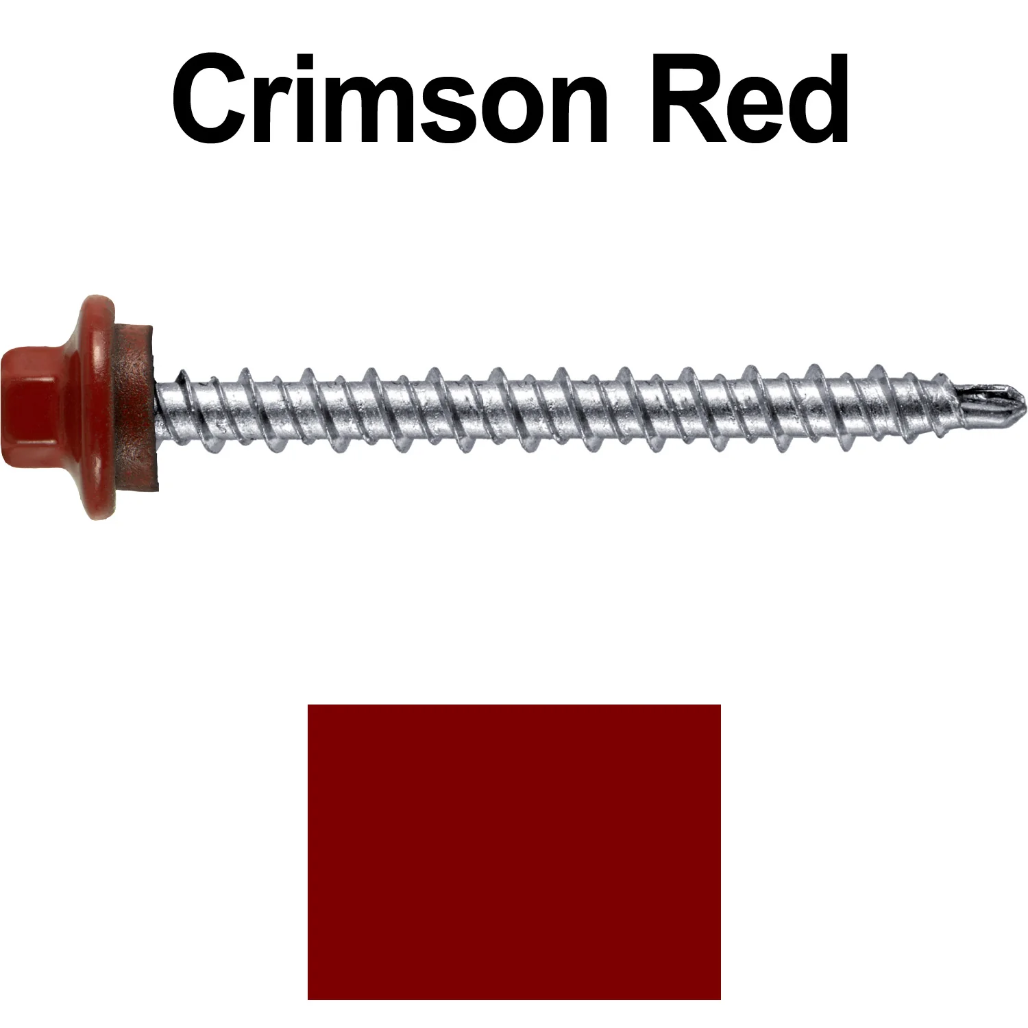 #10 x 2" Stainless Steel Mini Driller Sheet Metal Roofing Screw - Hex Washer Cap - Self starting metal to wood siding screws - EPDM washer. Colored head. - Image 74