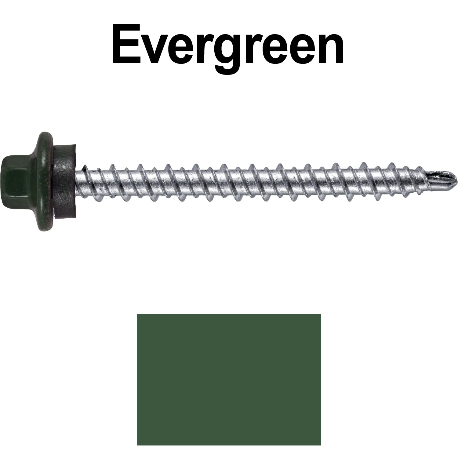 #10 x 2" Stainless Steel Mini Driller Sheet Metal Roofing Screw - Hex Washer Cap - Self starting metal to wood siding screws - EPDM washer. Colored head. - Image 85