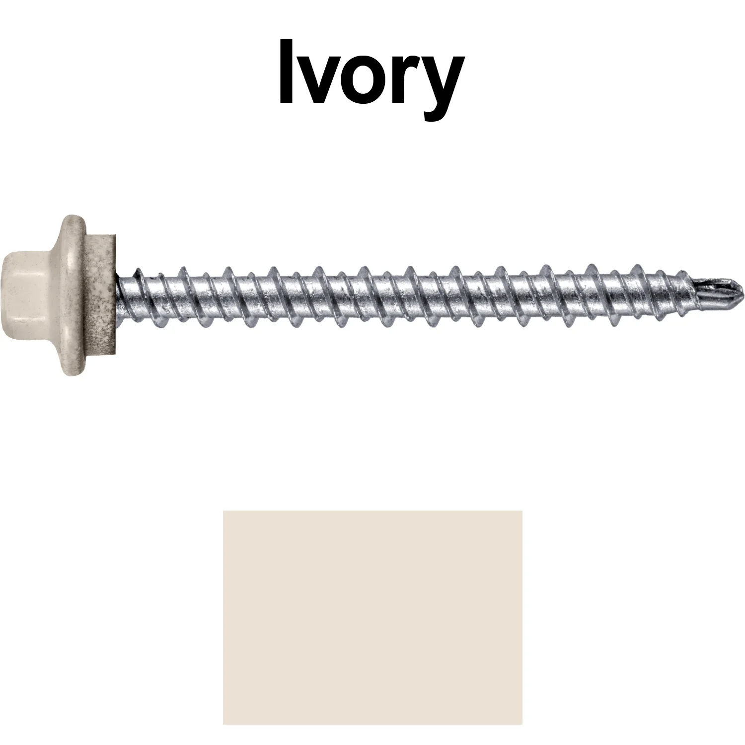 #10 x 2" Stainless Steel Mini Driller Sheet Metal Roofing Screw - Hex Washer Cap - Self starting metal to wood siding screws - EPDM washer. Colored head. - Image 96