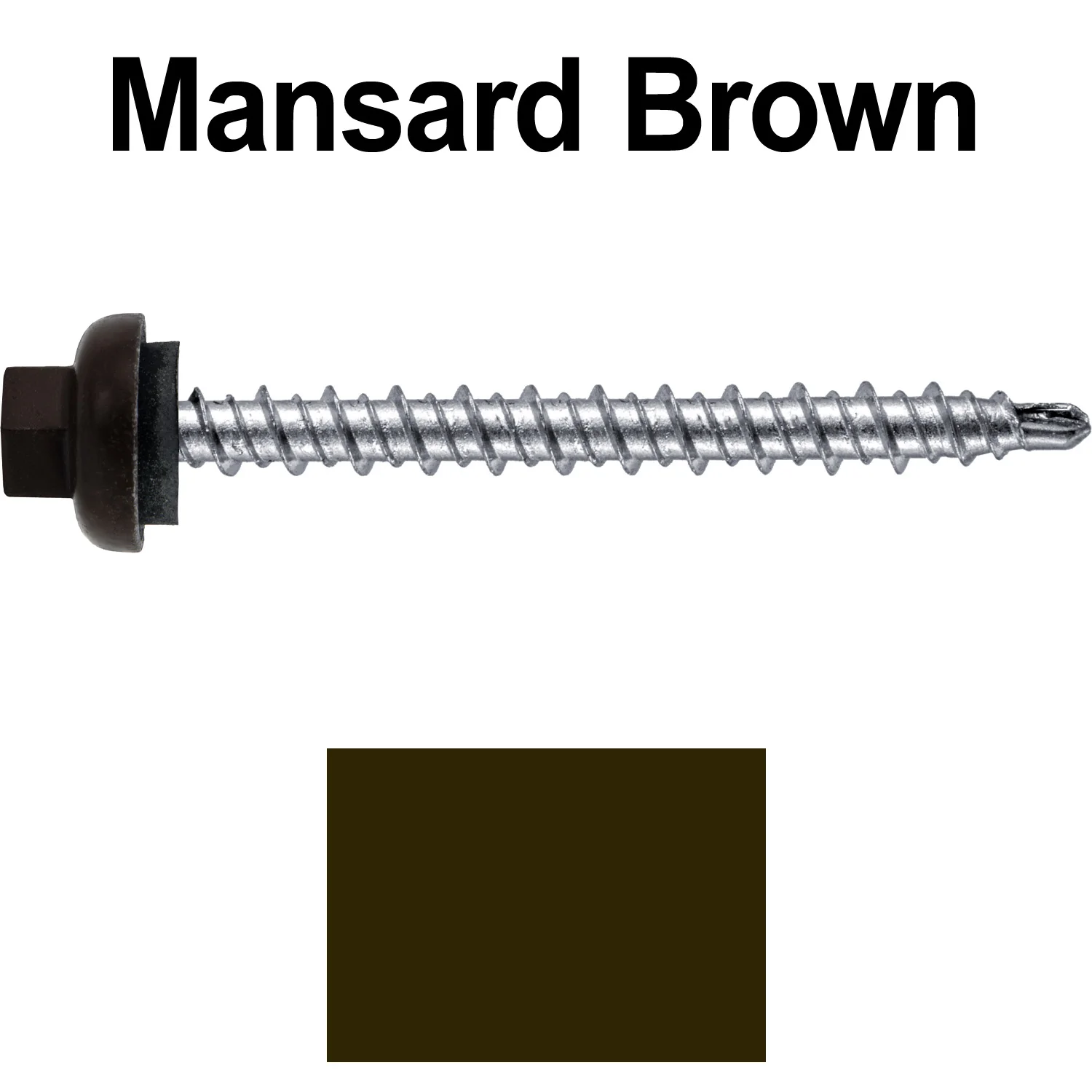 10 X 2” Zinc Aluminum Cap MINI-DRILLER Roofing Screws HI-LO THREAD Zinc Plated Carbon Steel Shank - EPDM Washer - Colored head - Image 106