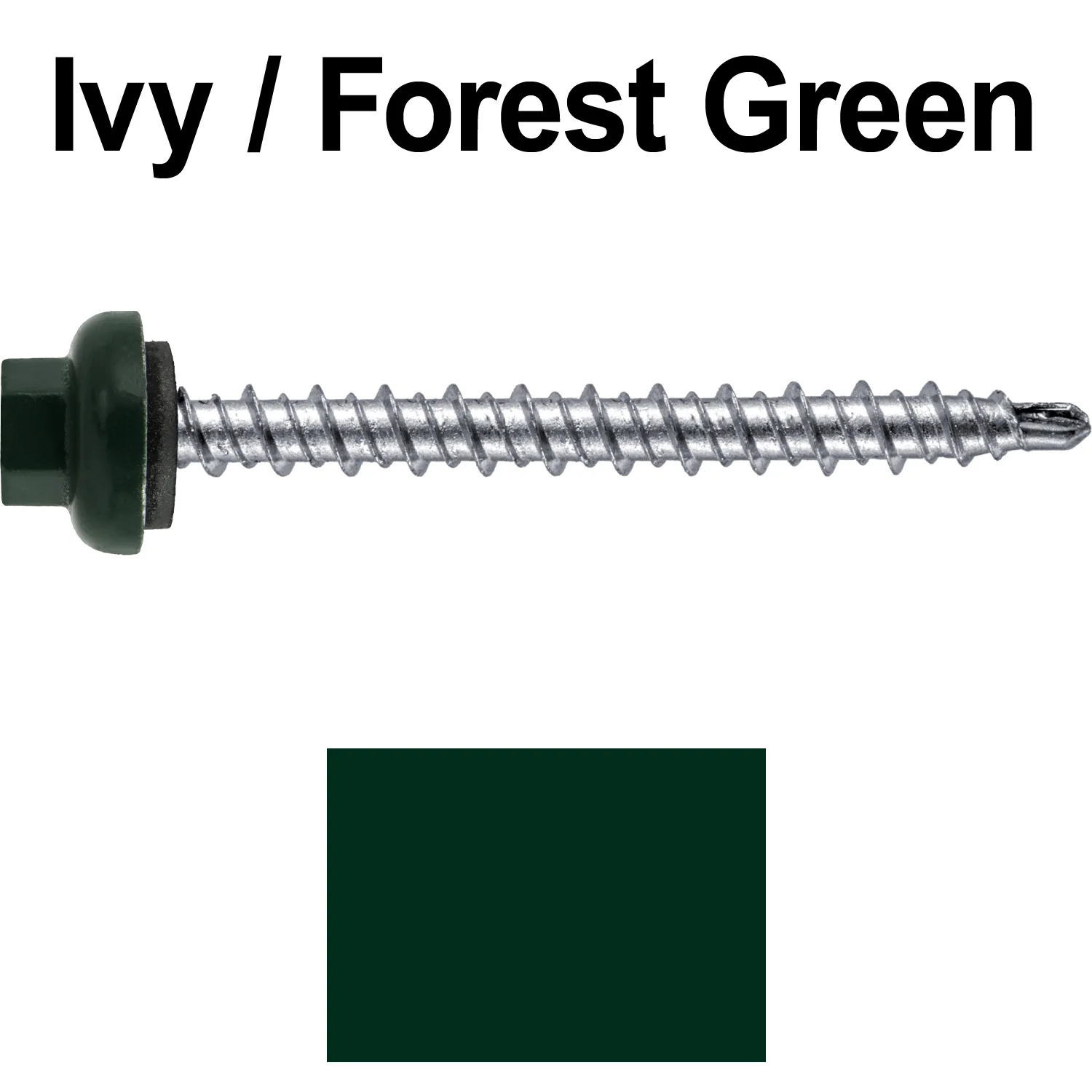 10 X 2” Zinc Aluminum Cap MINI-DRILLER Roofing Screws HI-LO THREAD Zinc Plated Carbon Steel Shank - EPDM Washer - Colored head - Image 15