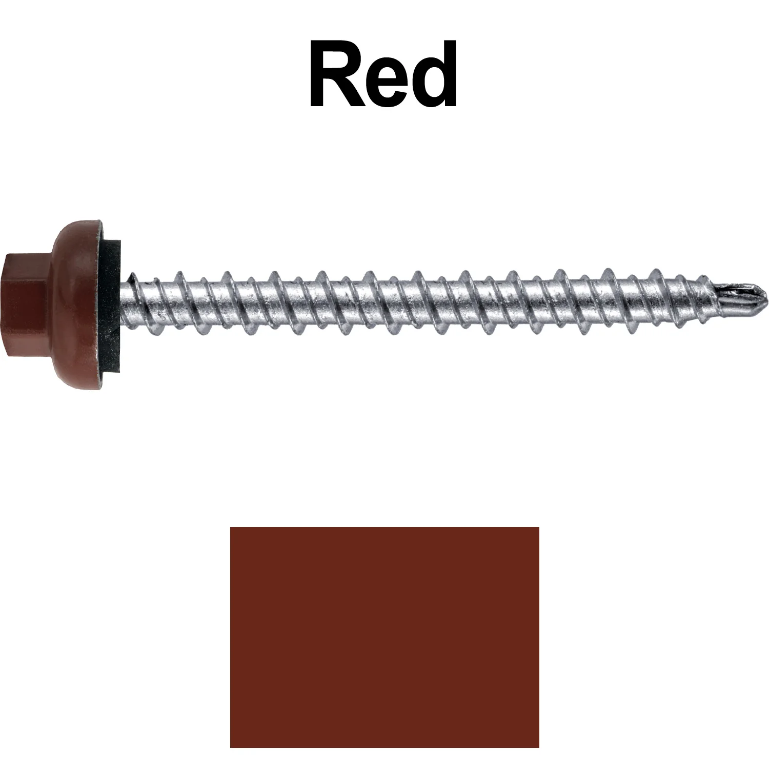 10 X 2” Zinc Aluminum Cap MINI-DRILLER Roofing Screws HI-LO THREAD Zinc Plated Carbon Steel Shank - EPDM Washer - Colored head - Image 19