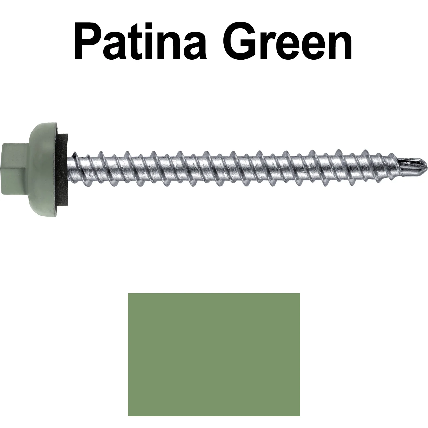 10 X 2” Zinc Aluminum Cap MINI-DRILLER Roofing Screws HI-LO THREAD Zinc Plated Carbon Steel Shank - EPDM Washer - Colored head - Image 23