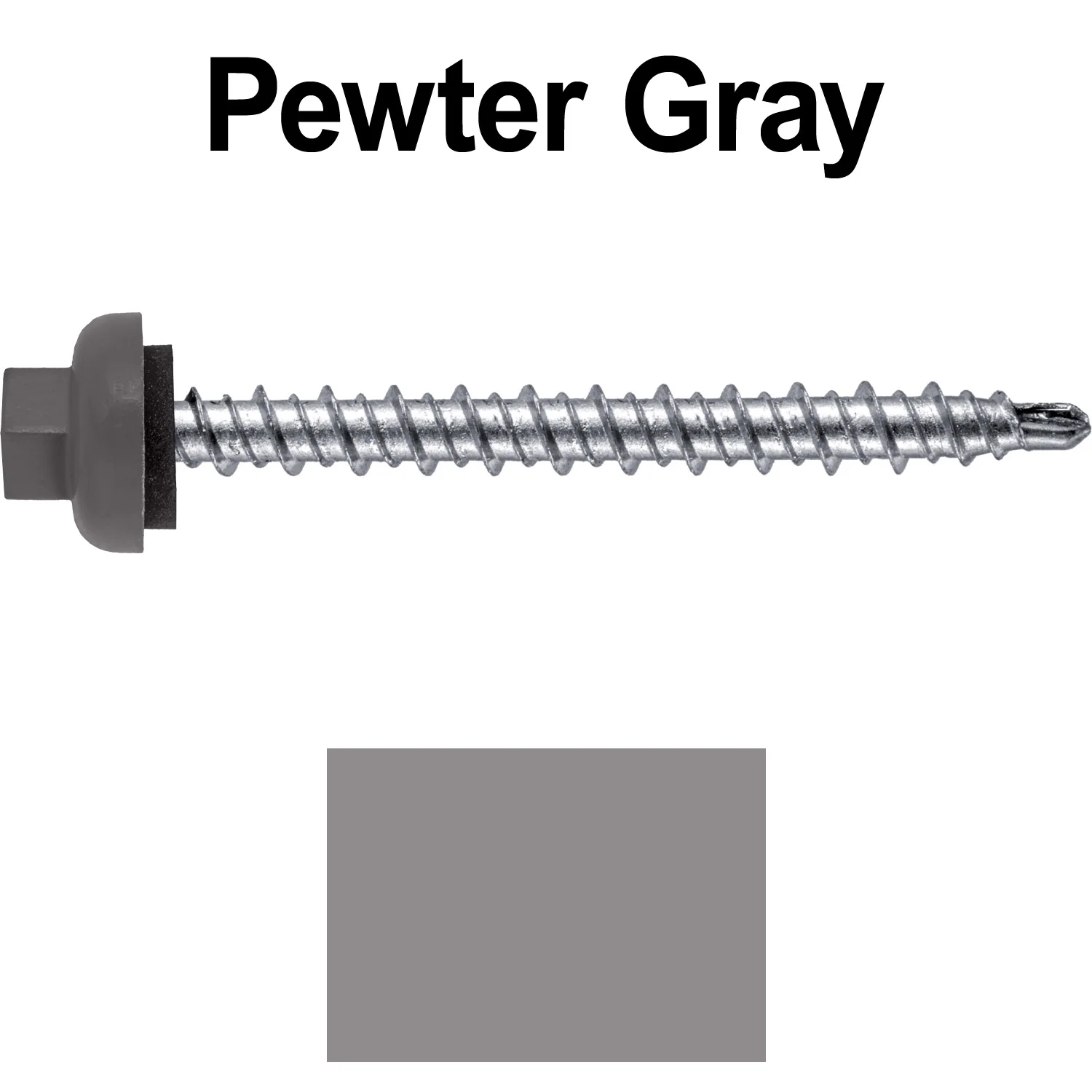 10 X 2” Zinc Aluminum Cap MINI-DRILLER Roofing Screws HI-LO THREAD Zinc Plated Carbon Steel Shank - EPDM Washer - Colored head - Image 37
