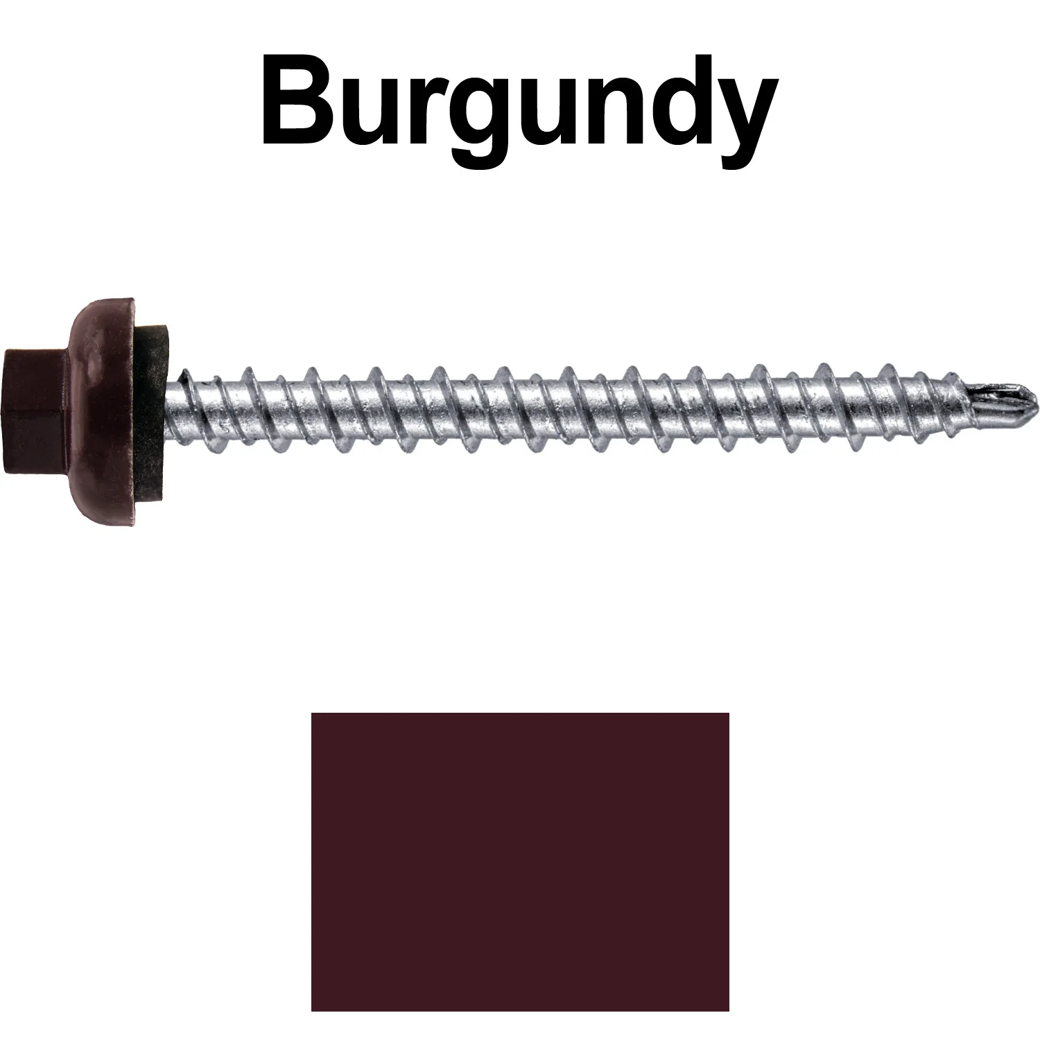 10 X 2” Zinc Aluminum Cap MINI-DRILLER Roofing Screws HI-LO THREAD Zinc Plated Carbon Steel Shank - EPDM Washer - Colored head - Image 64