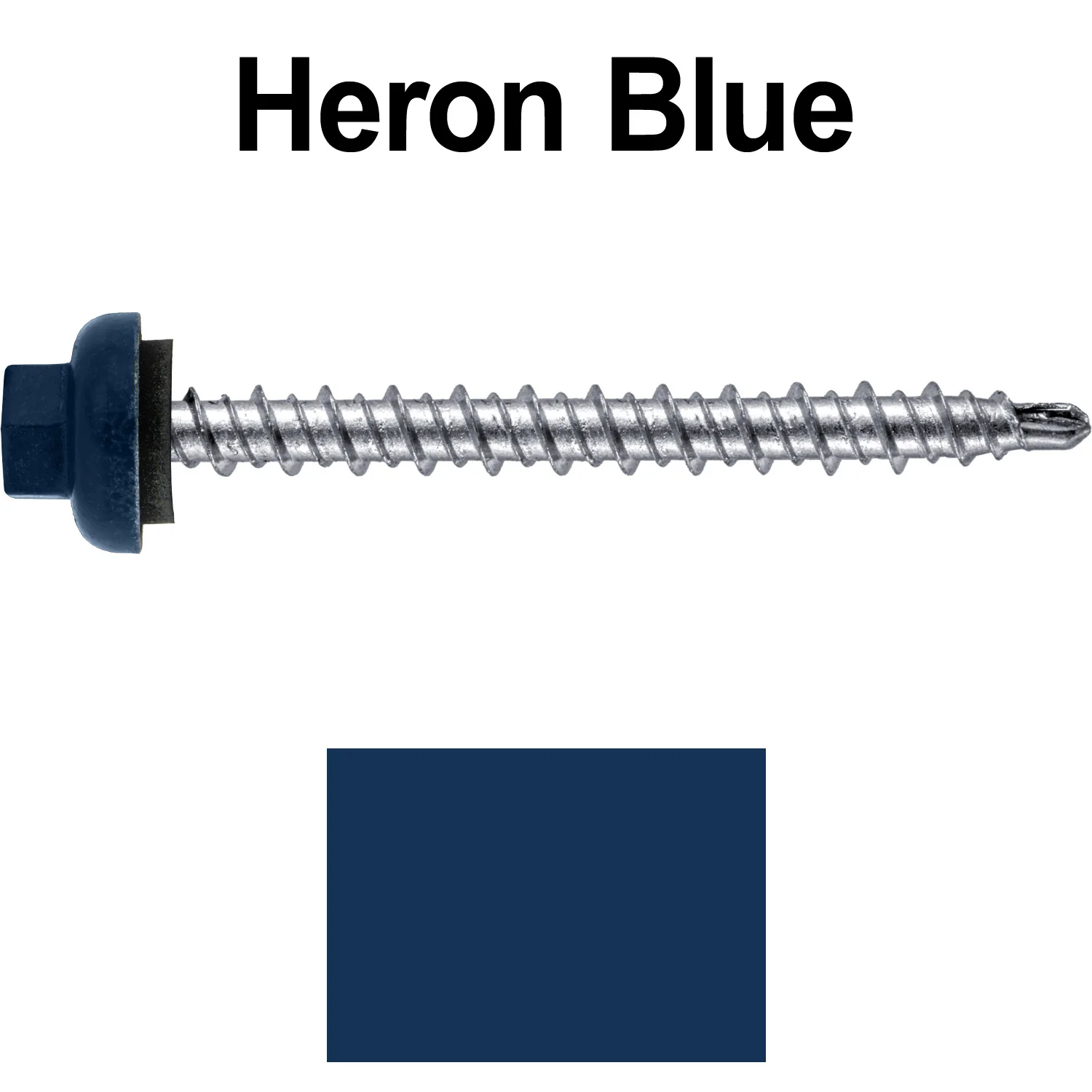 10 X 2” Zinc Aluminum Cap MINI-DRILLER Roofing Screws HI-LO THREAD Zinc Plated Carbon Steel Shank - EPDM Washer - Colored head - Image 94