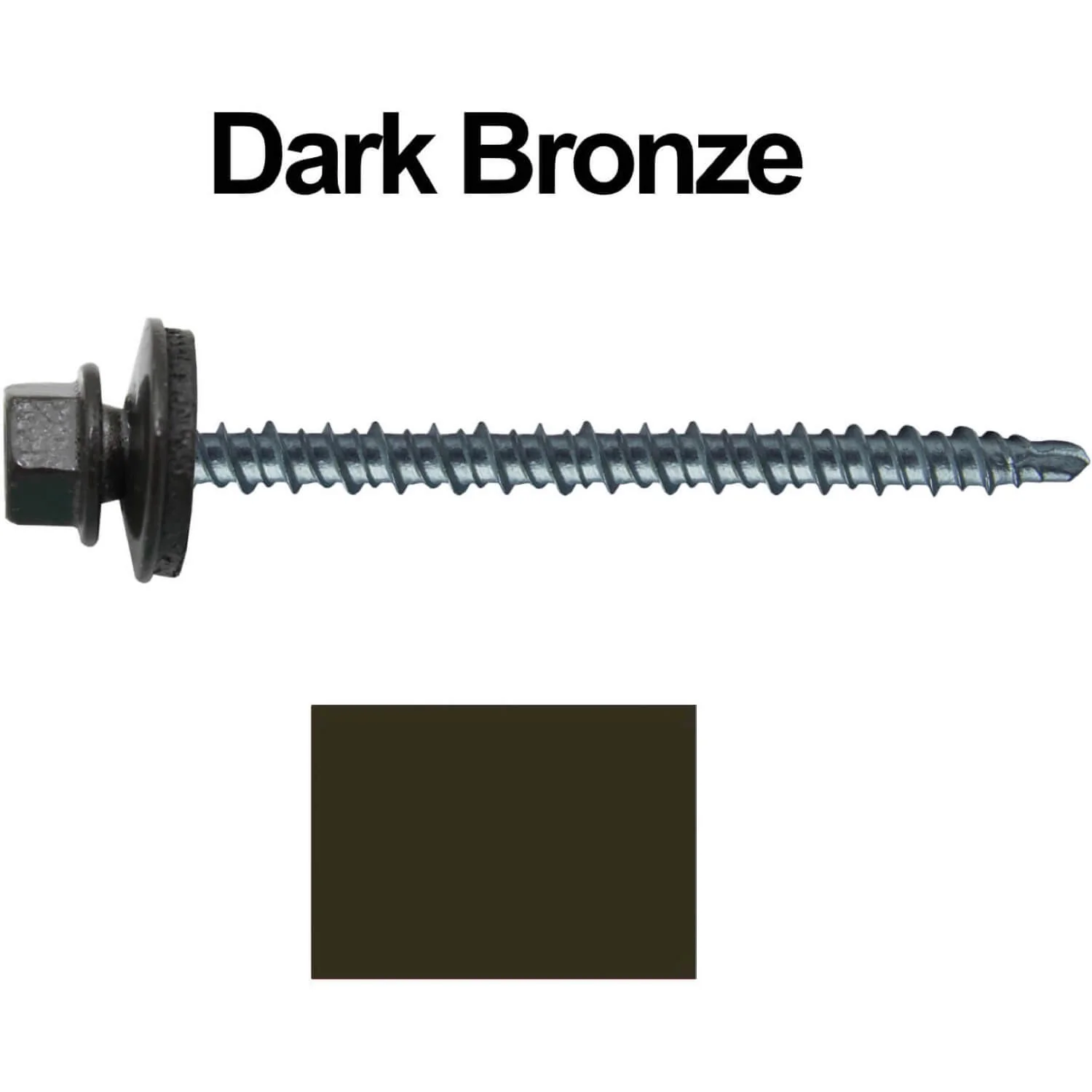 #10 x 3" Mini Driller Sheet Metal Roofing Screw - Hex Washer Head -  Self starting metal to wood siding screws. EPDM washer. Colored head. - Image 21