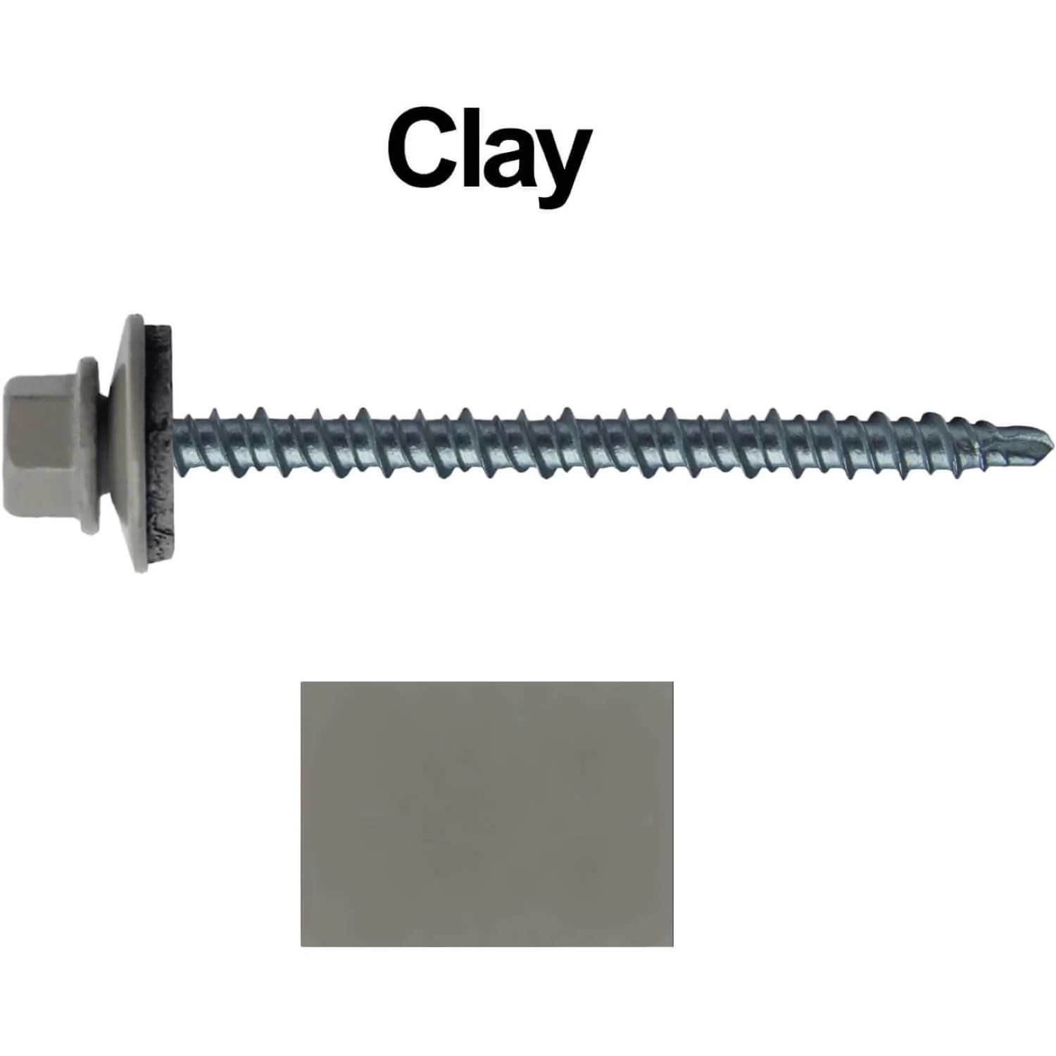 #10 x 3" Mini Driller Sheet Metal Roofing Screw - Hex Washer Head -  Self starting metal to wood siding screws. EPDM washer. Colored head. - Image 6