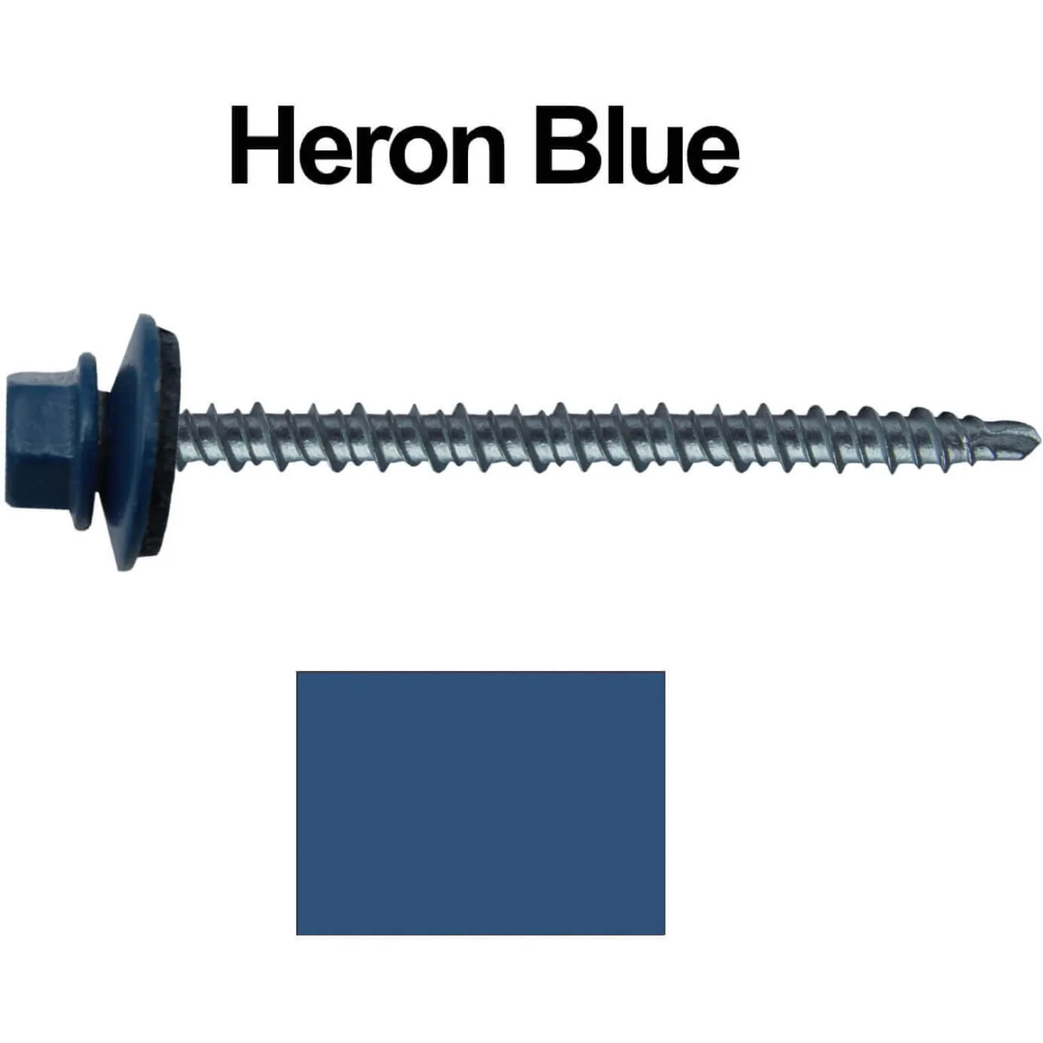 #10 x 3" Mini Driller Sheet Metal Roofing Screw - Hex Washer Head -  Self starting metal to wood siding screws. EPDM washer. Colored head. - Image 93