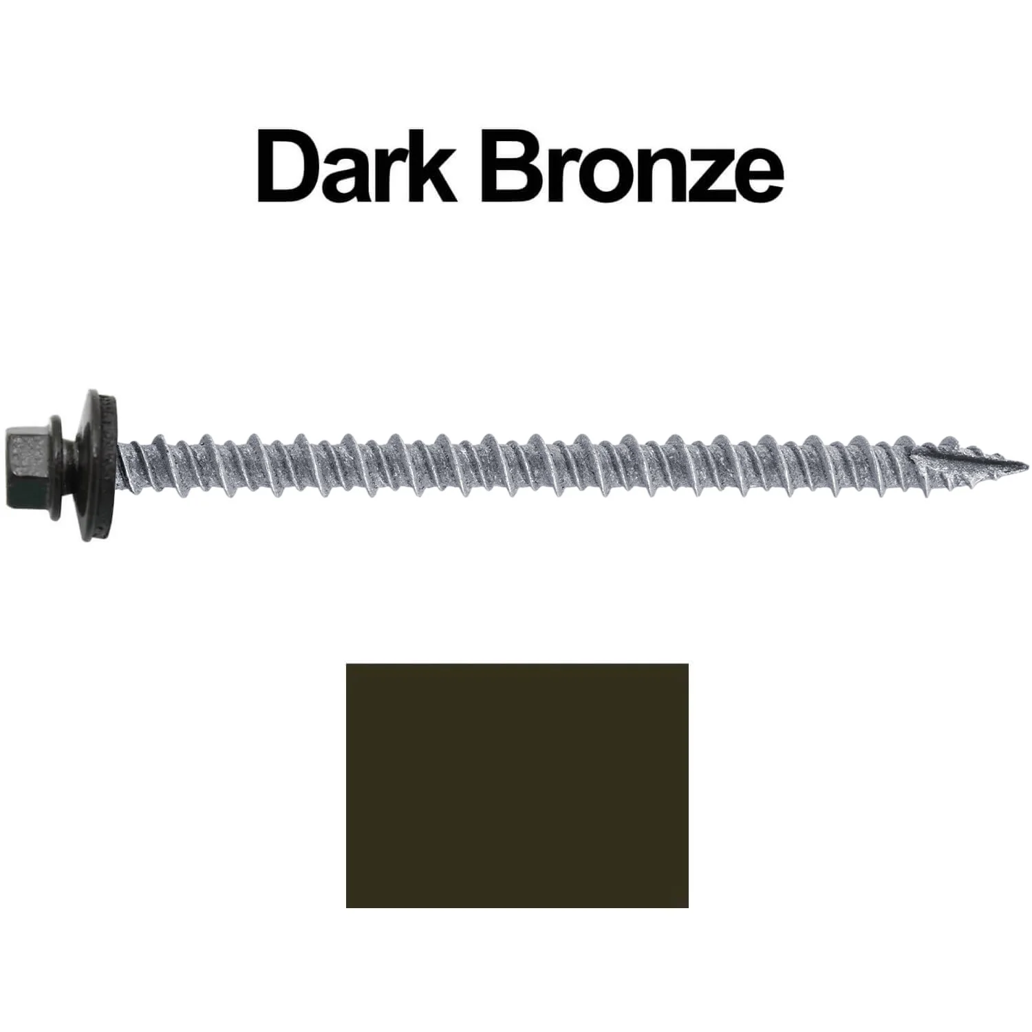 #10 x 3" Metal ROOFING SCREWS - Hex Washer Head - Self starting/self tapping - EPDM washer. Colored head. - Image 16