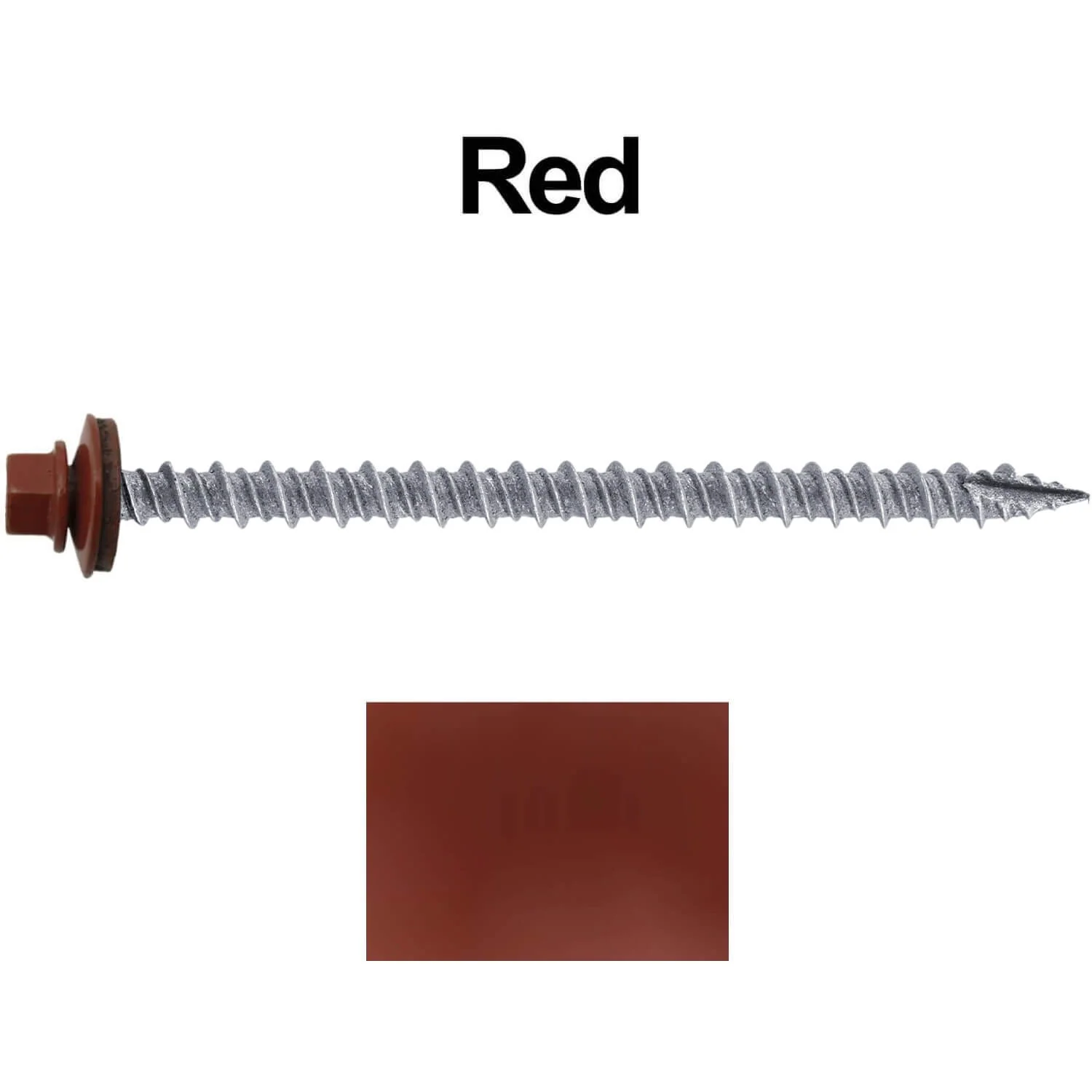 #10 x 3" Metal ROOFING SCREWS - Hex Washer Head - Self starting/self tapping - EPDM washer. Colored head. - Image 34