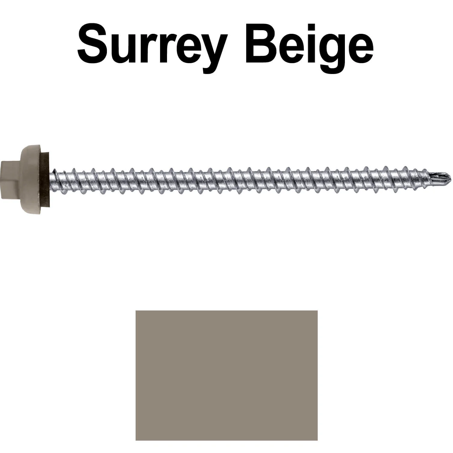 10 X 3" Zinc Aluminum Cap MINI-DRILLER Roofing Screws HI-LO THREAD Zinc Plated Carbon Steel Shank - EPDM Washer - Colored head - Image 121