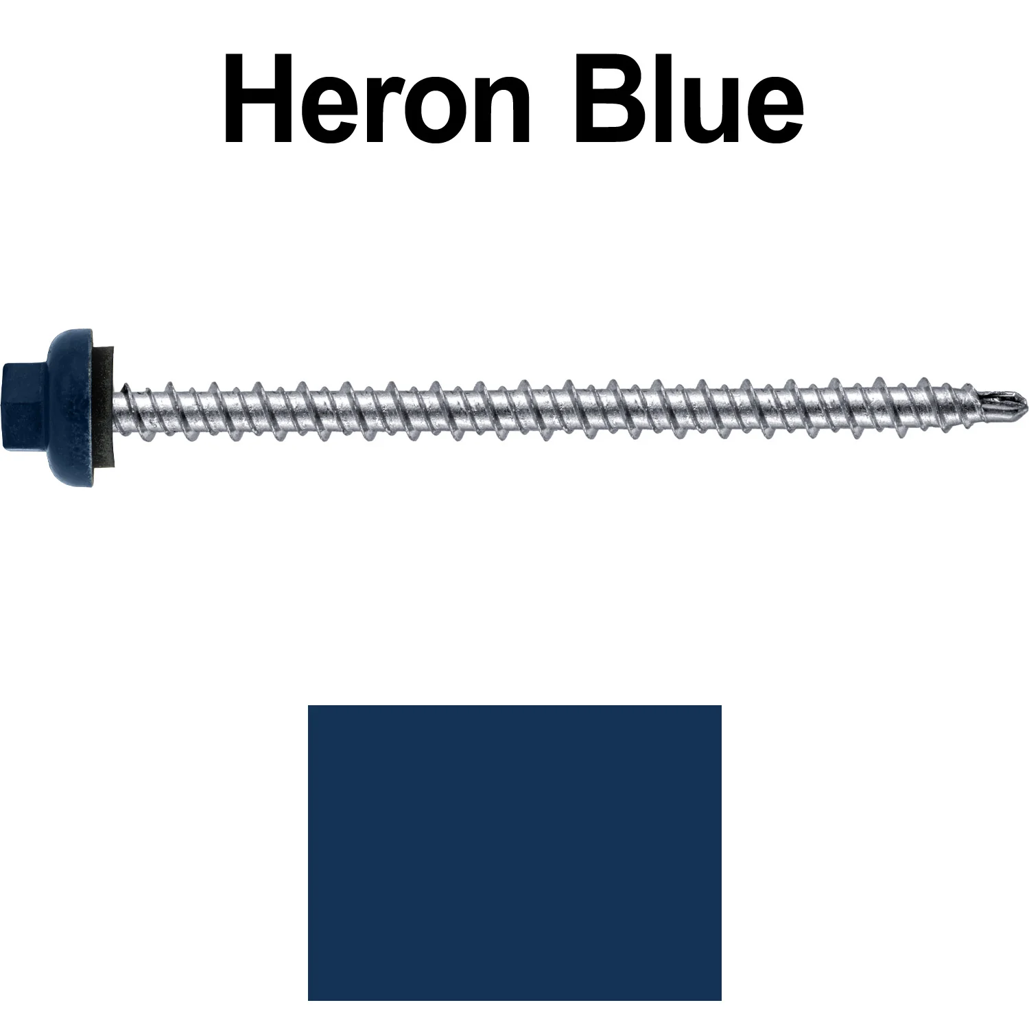 10 X 3" Zinc Aluminum Cap MINI-DRILLER Roofing Screws HI-LO THREAD Zinc Plated Carbon Steel Shank - EPDM Washer - Colored head - Image 22