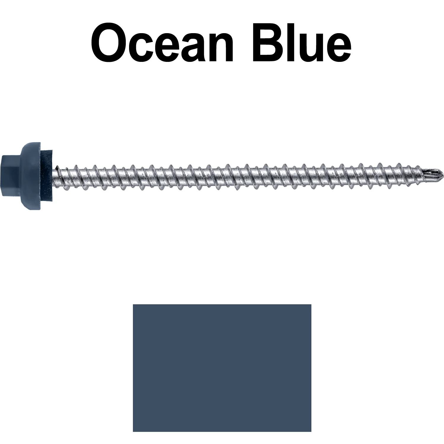 10 X 3" Zinc Aluminum Cap MINI-DRILLER Roofing Screws HI-LO THREAD Zinc Plated Carbon Steel Shank - EPDM Washer - Colored head - Image 25
