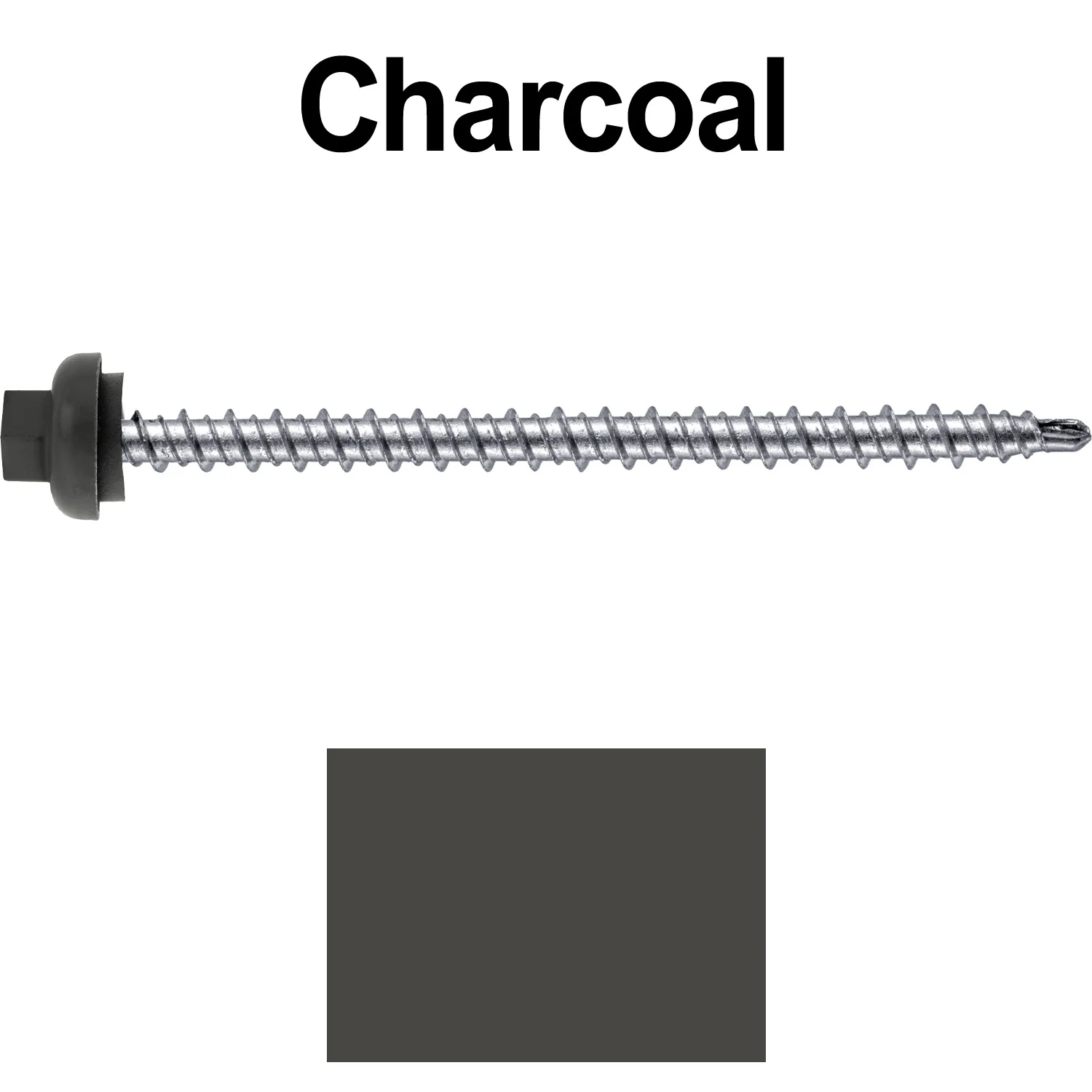 10 X 3" Zinc Aluminum Cap MINI-DRILLER Roofing Screws HI-LO THREAD Zinc Plated Carbon Steel Shank - EPDM Washer - Colored head - Image 6