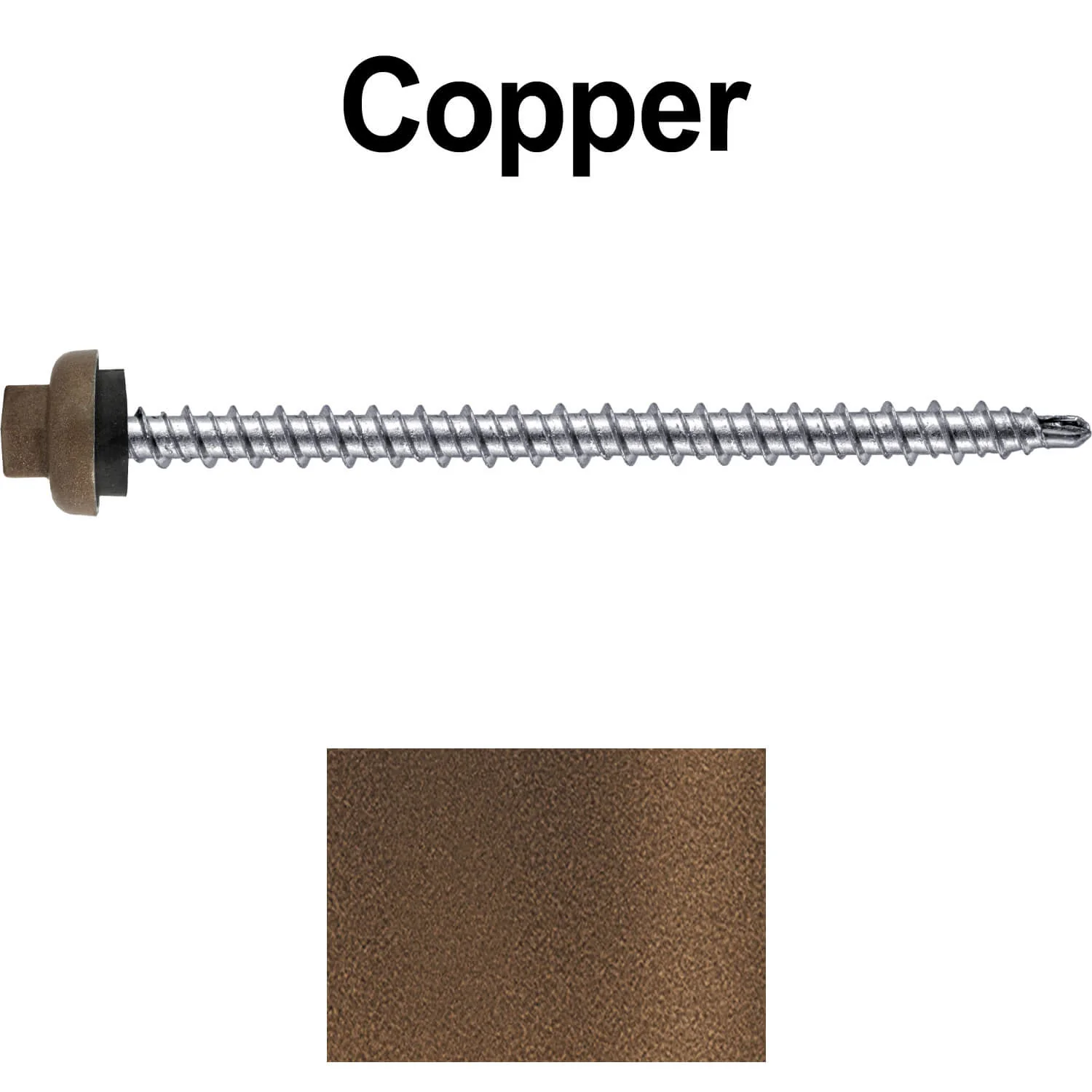 10 X 3" Zinc Aluminum Cap MINI-DRILLER Roofing Screws HI-LO THREAD Zinc Plated Carbon Steel Shank - EPDM Washer - Colored head - Image 71