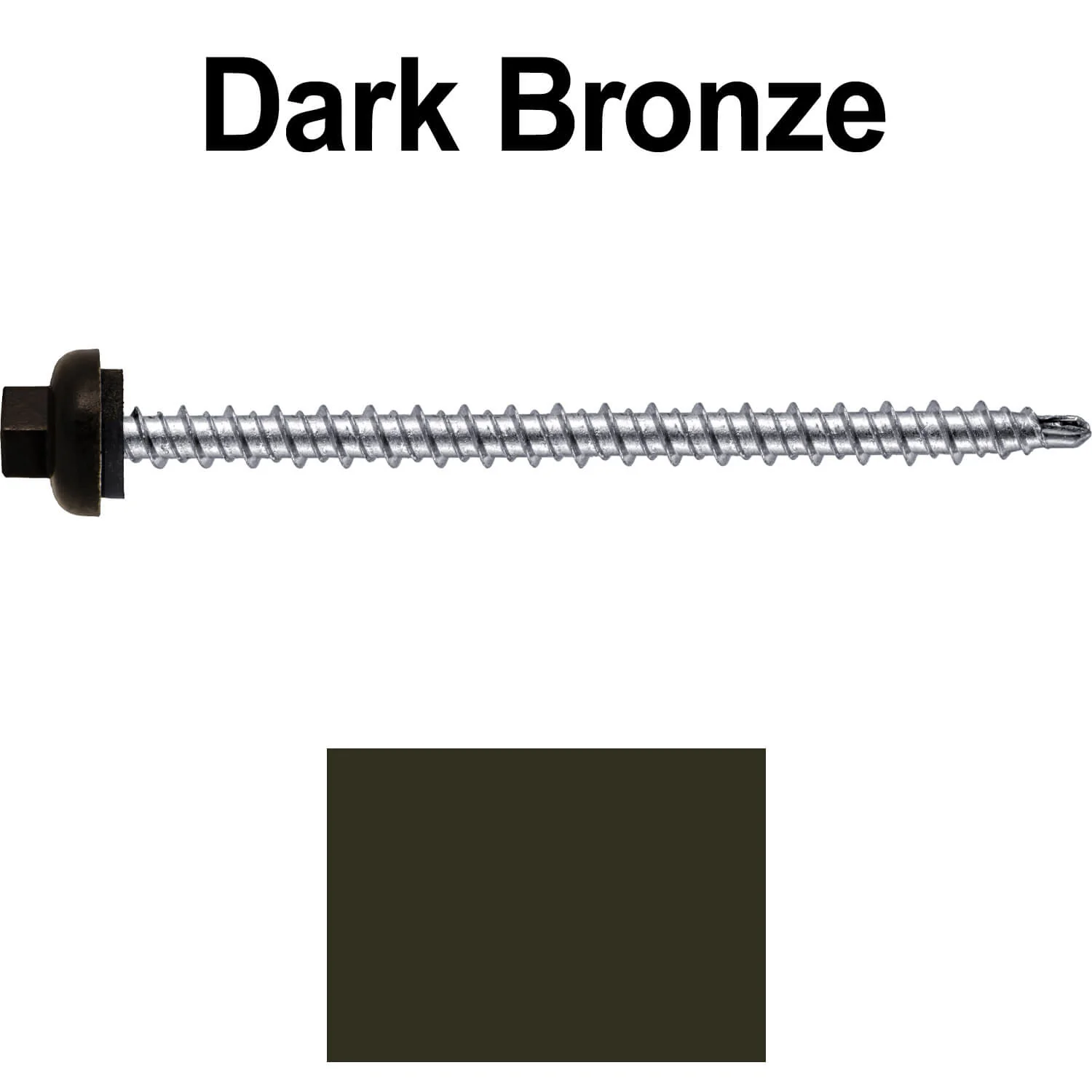 10 X 3" Zinc Aluminum Cap MINI-DRILLER Roofing Screws HI-LO THREAD Zinc Plated Carbon Steel Shank - EPDM Washer - Colored head - Image 78