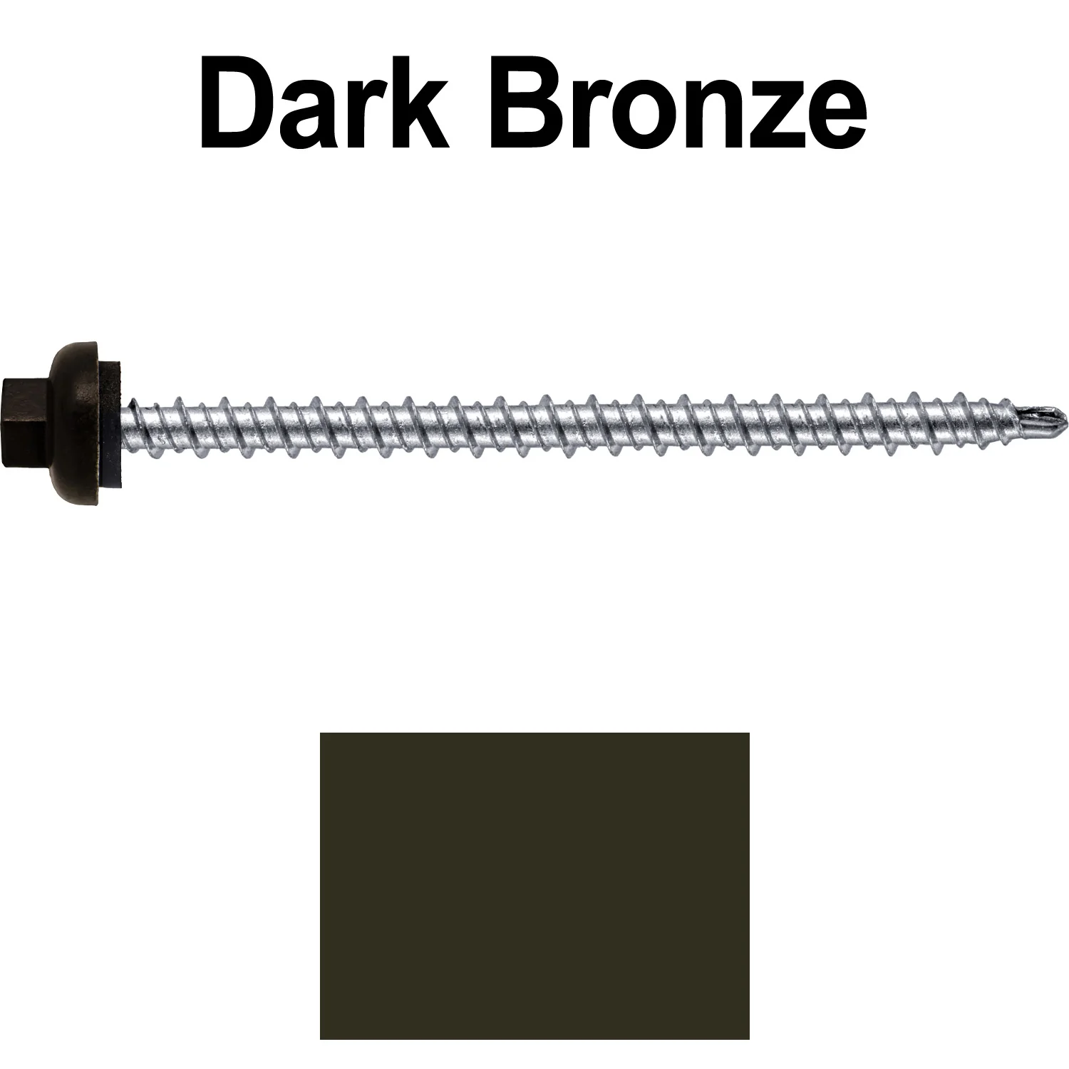10 X 3" Zinc Aluminum Cap MINI-DRILLER Roofing Screws HI-LO THREAD Zinc Plated Carbon Steel Shank - EPDM Washer - Colored head - Image 8