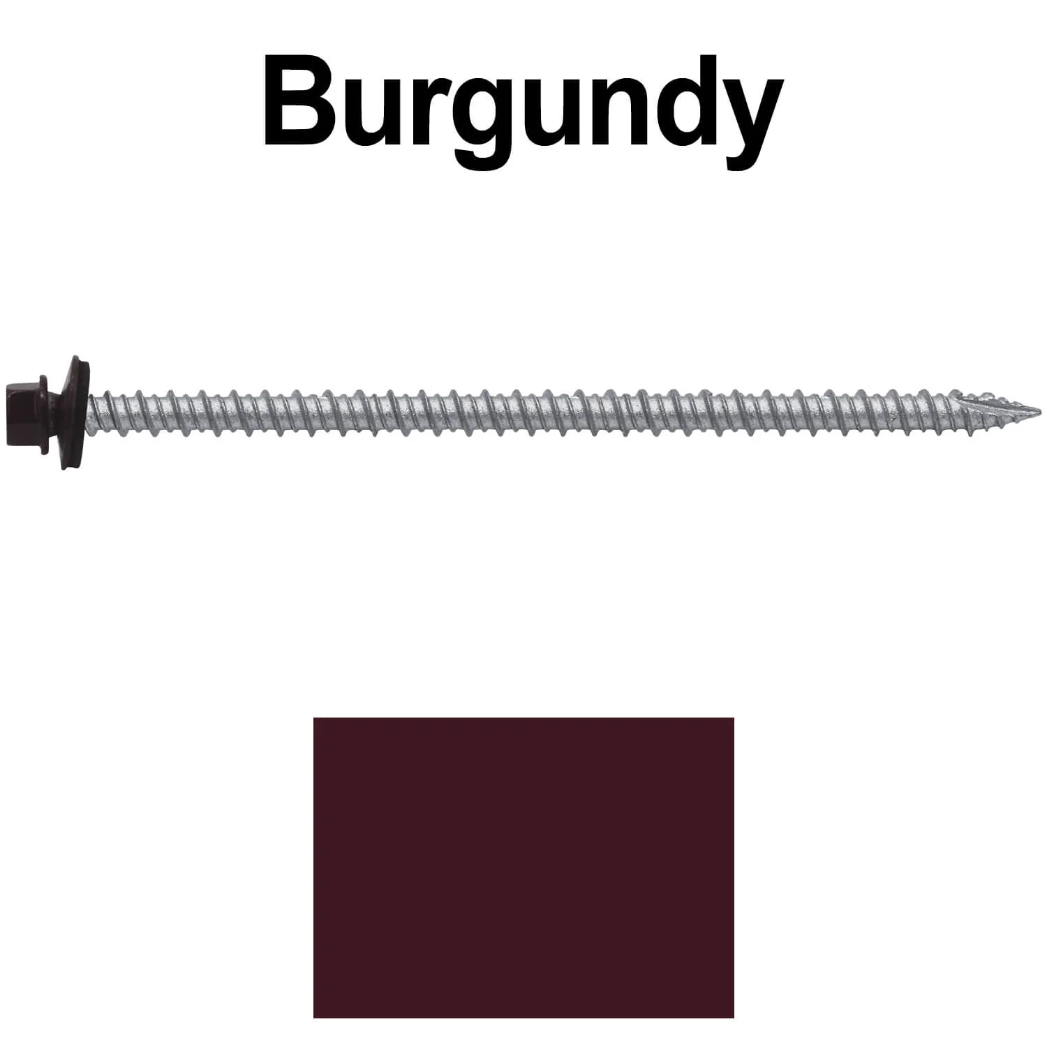 #10 x 4" Metal ROOFING SCREWS - Hex Washer Head - Self starting/self tapping - EPDM washer. Colored head. - Image 60