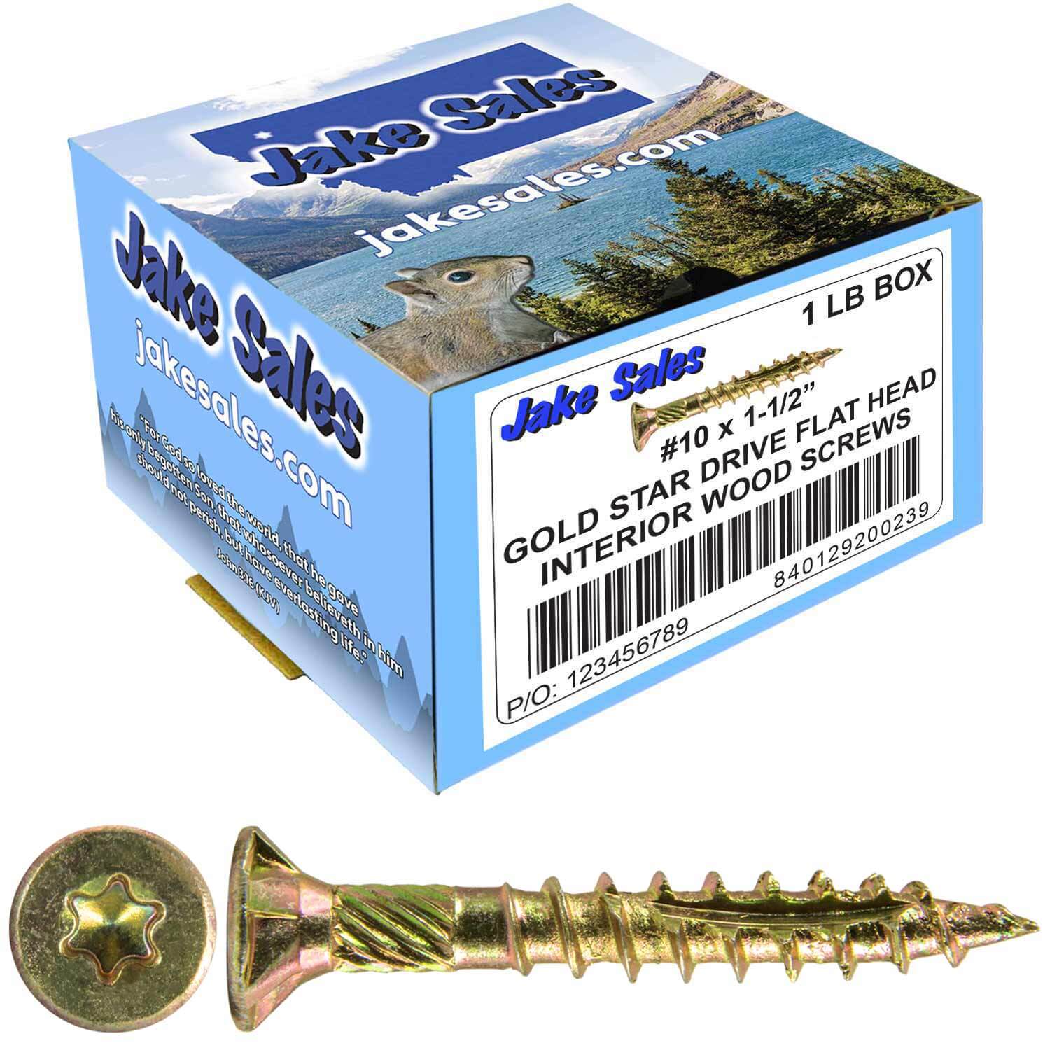 #10 Gold Star/Torx Drive Zinc Coated T-25 Flat Head Wood Screws - Image 44