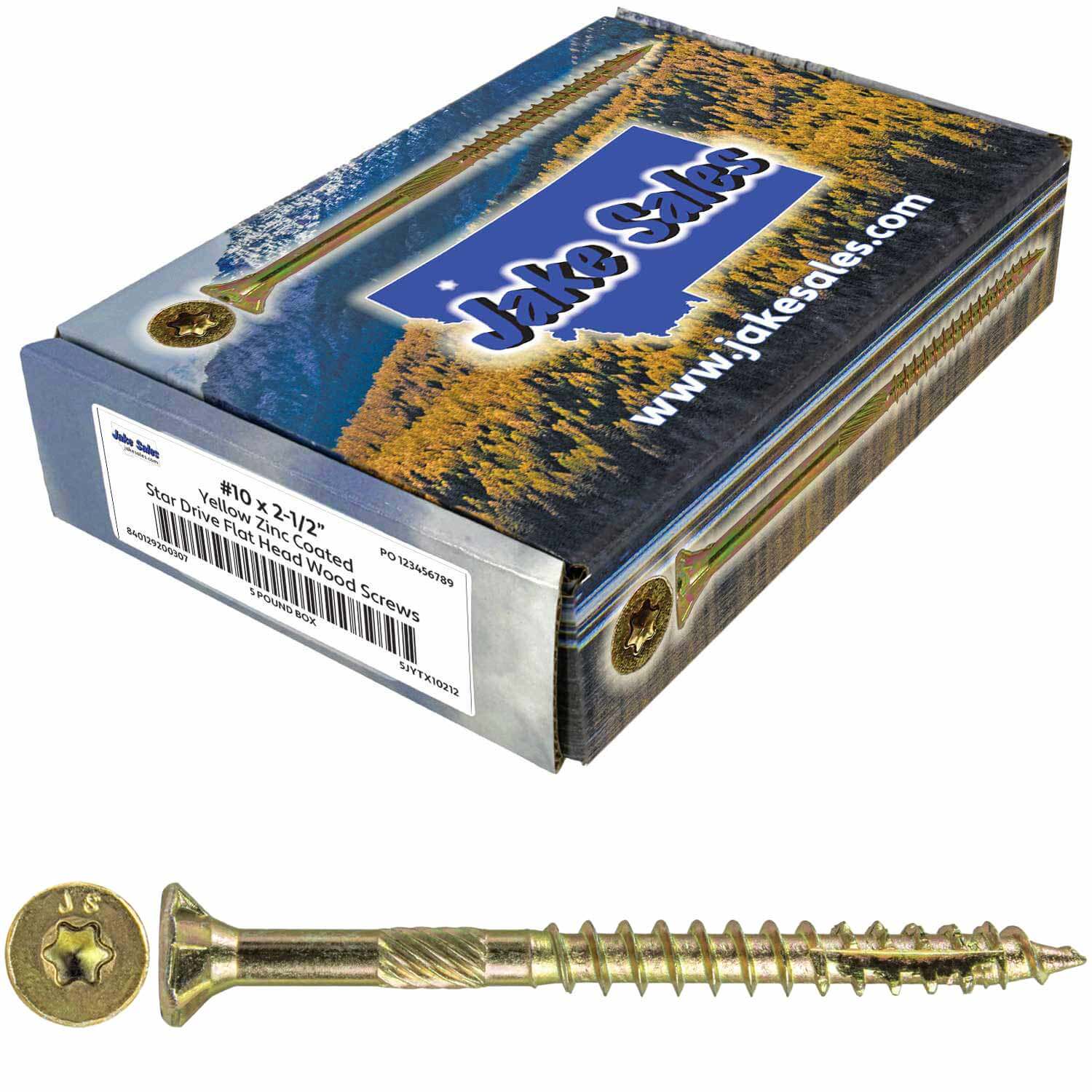 #10 Gold Star/Torx Drive Zinc Coated T-25 Flat Head Wood Screws - Image 54